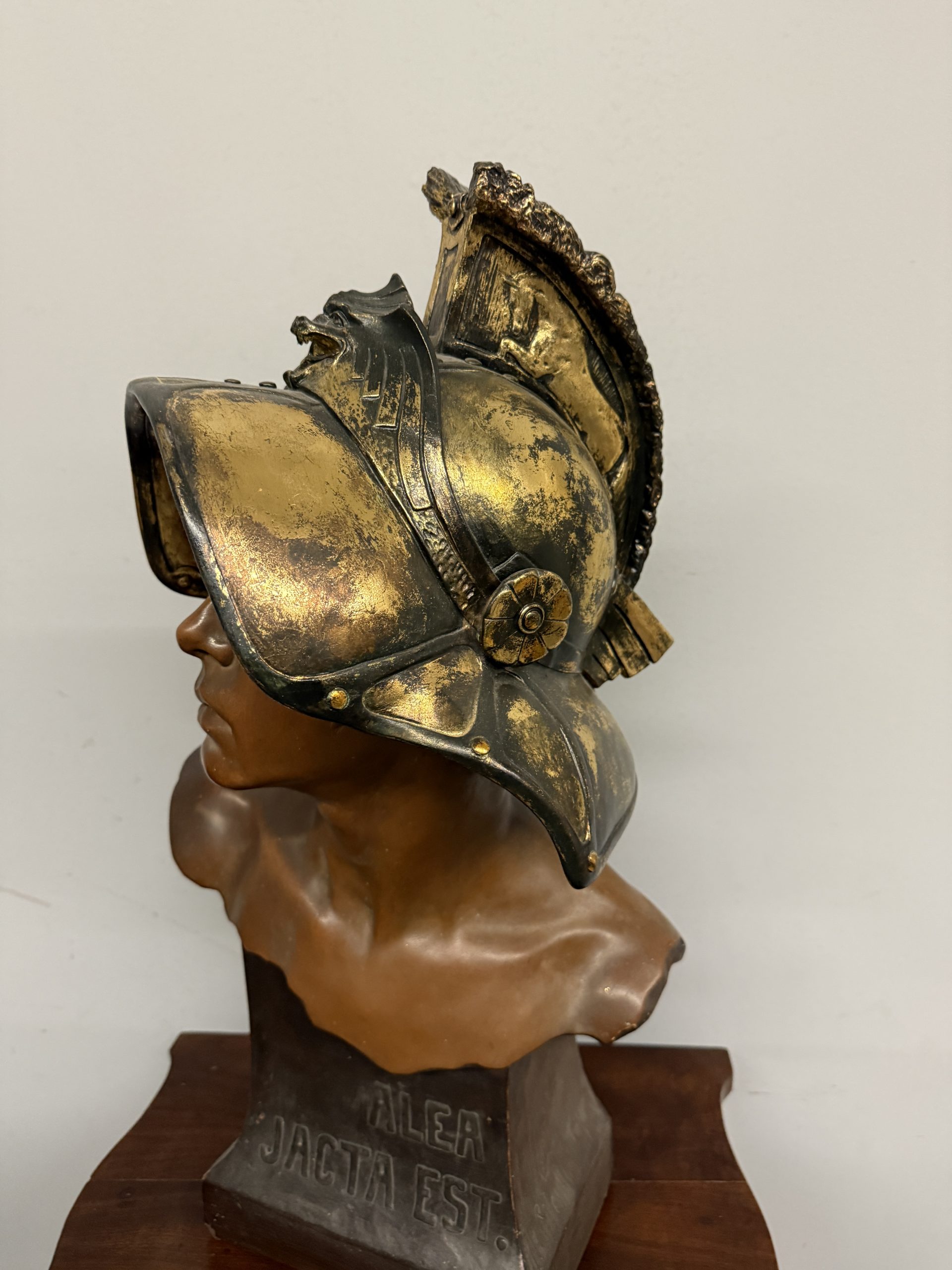 Antico busto in terracotta gladiatore romano 1920, 86x34x24cm - immagine 6