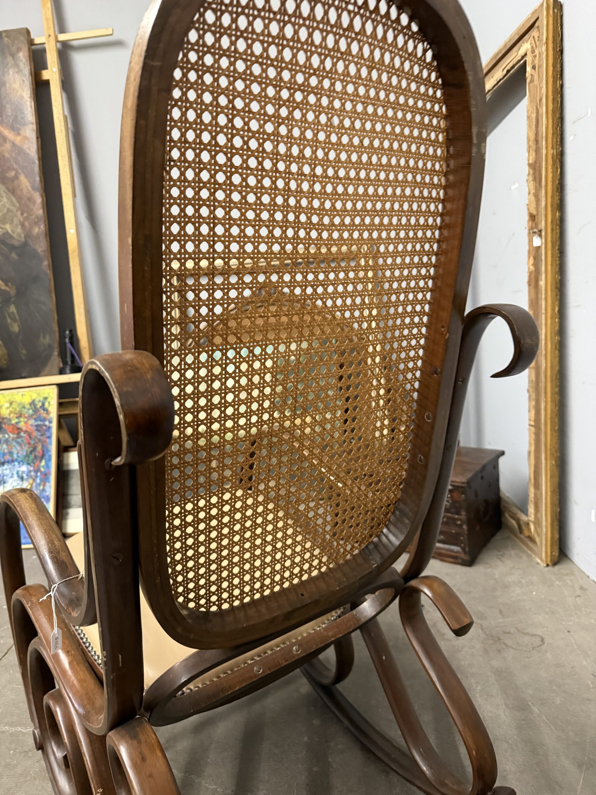 Poltrona a dondolo Salotto e Liberali anni '30, Napoli, marchiato, stile Thonet - immagine 10