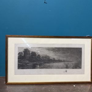 Antica acquaforte naturalista di Jean-Camille Fonce, 1867-1938, fine '800, 50x22cm