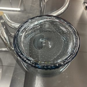 Centrotavola svuota tasche anni 60 Vetro Murano con bolle . nero fumè mis diametro 24