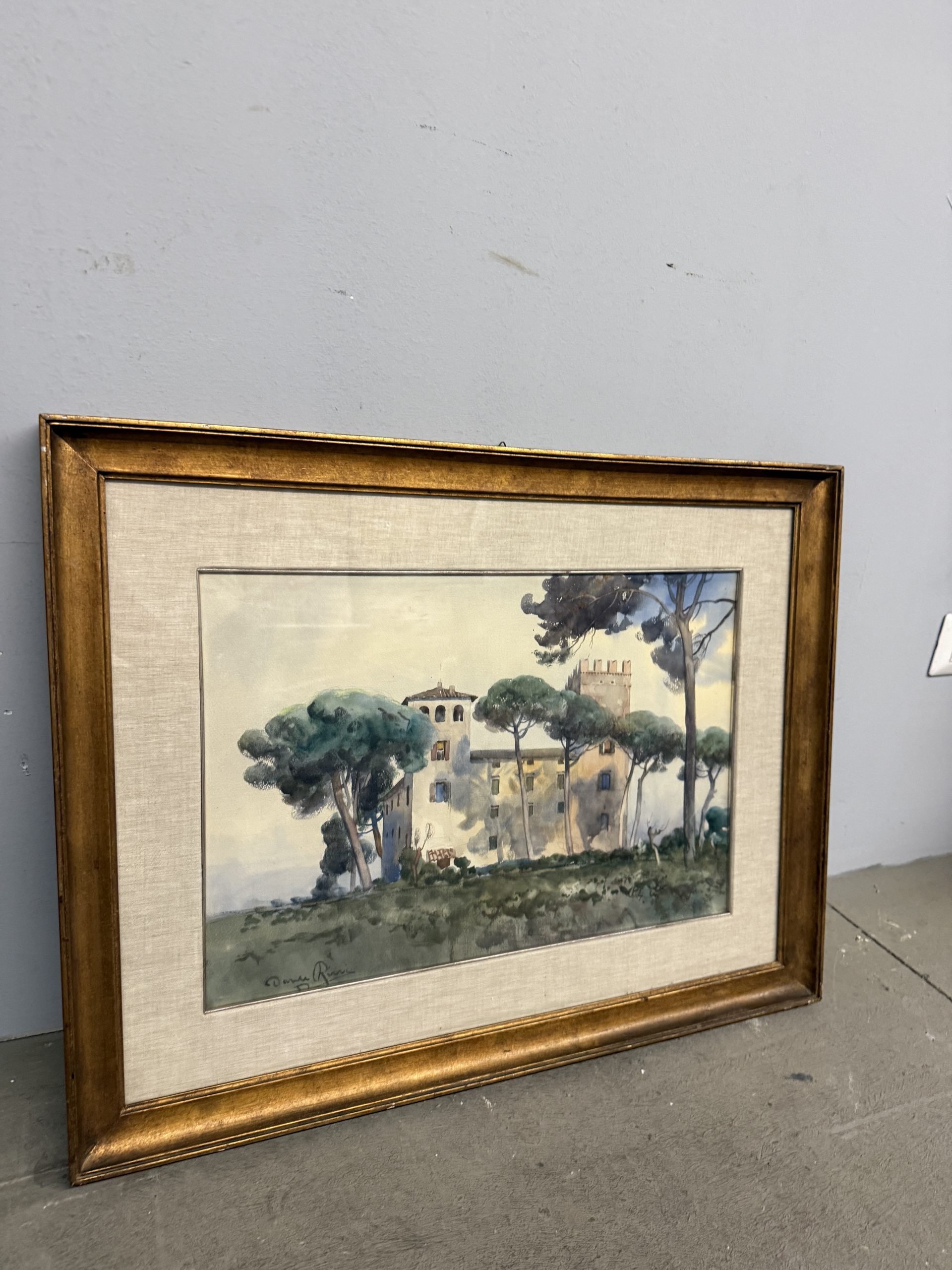 Acquerello Casal De Pazzi, Roma, firmato, 74x58cm