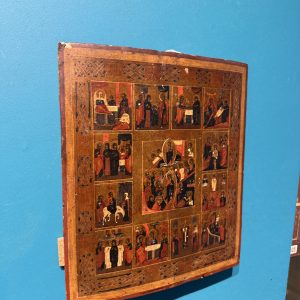 Alternative view of Antica Icona russa su tavola, raffigurante le Dodici Grandi Feste, Russia, XIX sec, 36x31cm