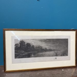 Alternative view of Antica acquaforte naturalista di Jean-Camille Fonce, 1867-1938, fine '800, 50x22cm