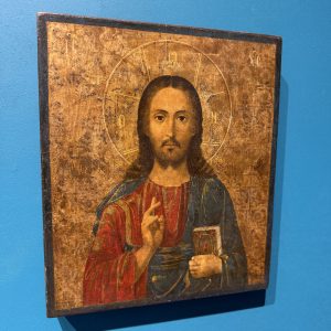 Alternative view of Icona raffigurante Cristo Benedicente, primi '900 tela su tavola, 37x32cm