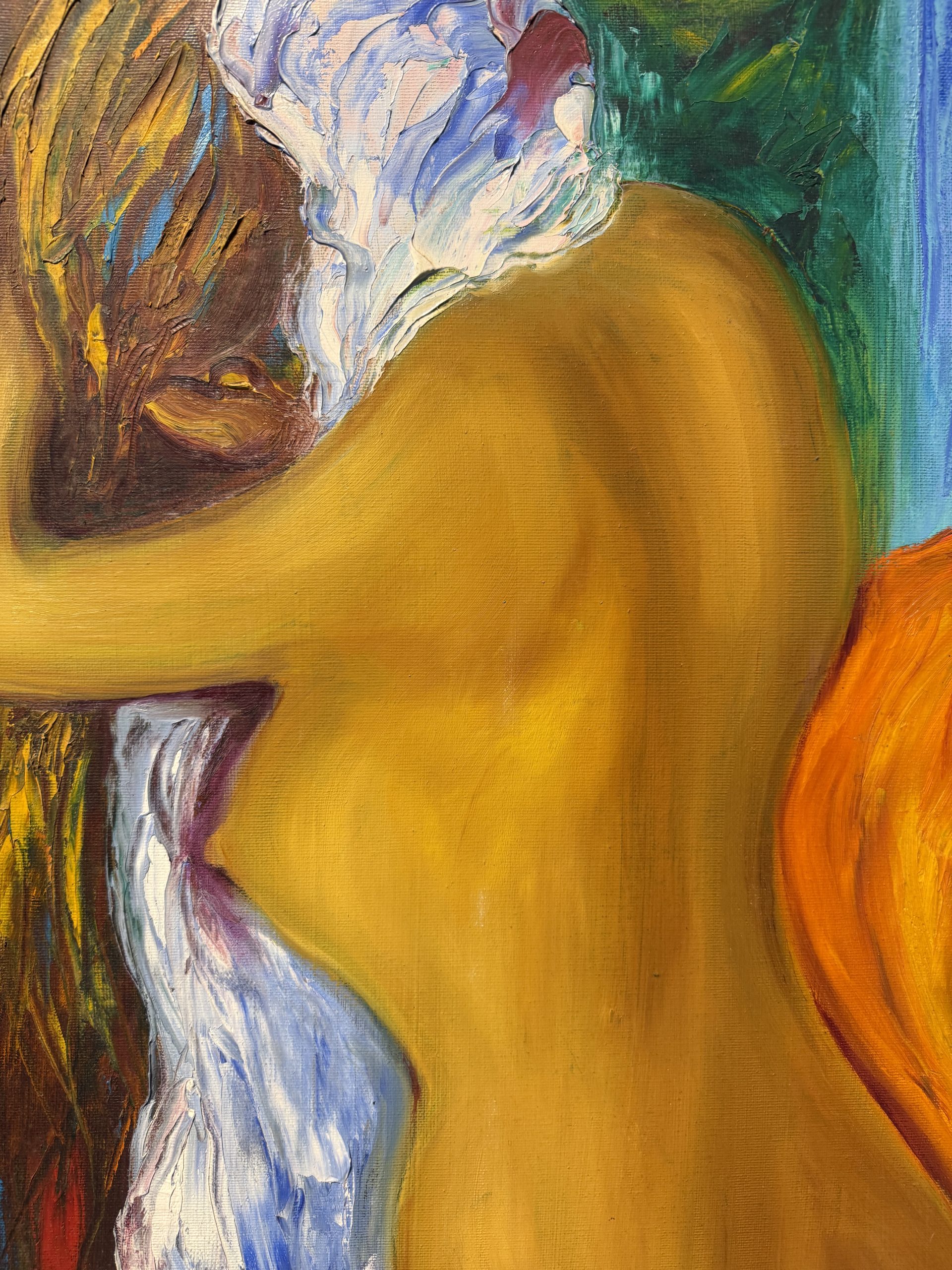 Gianfranco Zaccagnino, olio su tela, arte moderna, "Donna che si asciuga i capelli", 80x60cm - immagine 5
