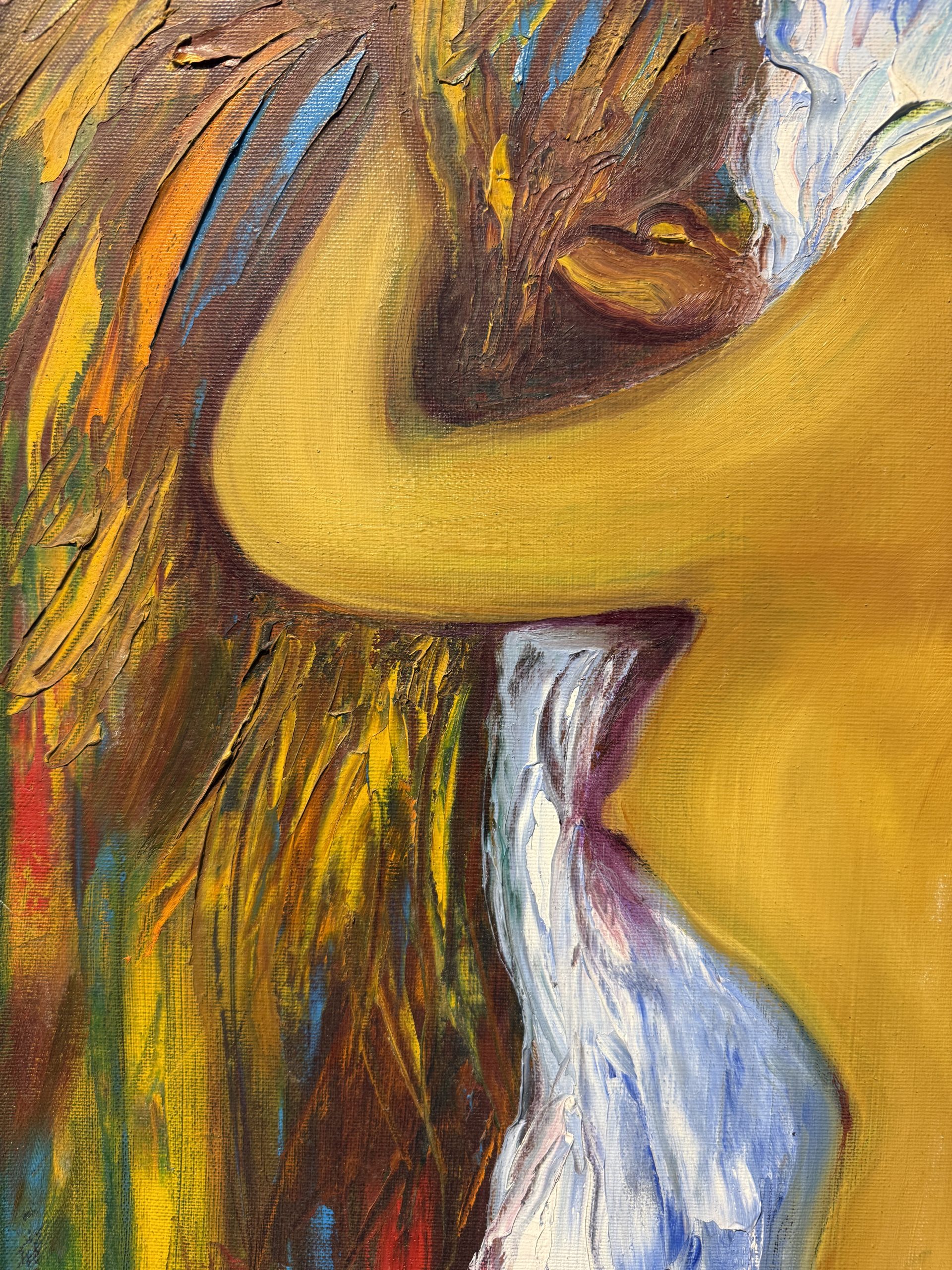 Gianfranco Zaccagnino, olio su tela, arte moderna, "Donna che si asciuga i capelli", 80x60cm - immagine 10