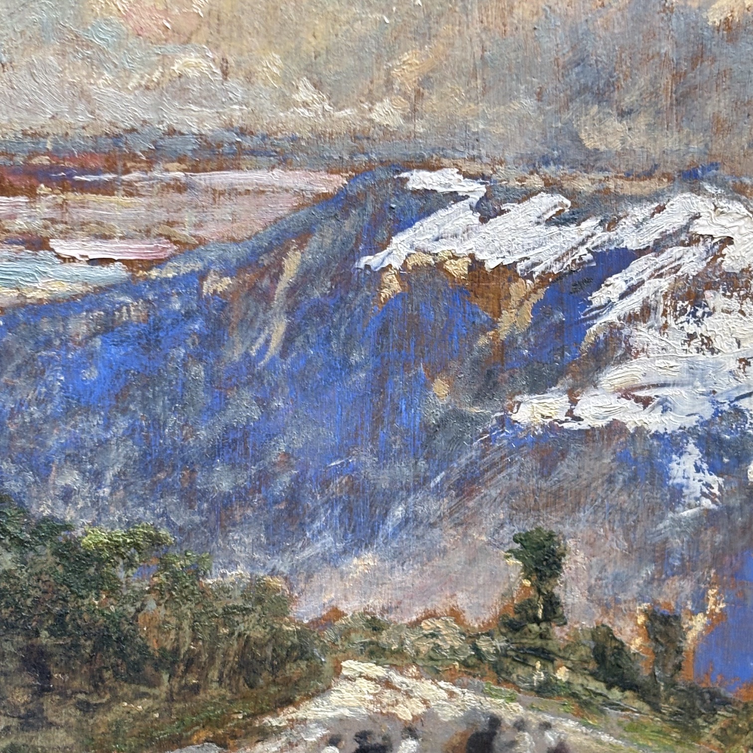 Filippo Carcano (Milano 1840 – 1914 )Paesaggio Montano Antico olio su tavola XIX sec . Cm 25,50 x 17,50 - immagine 6