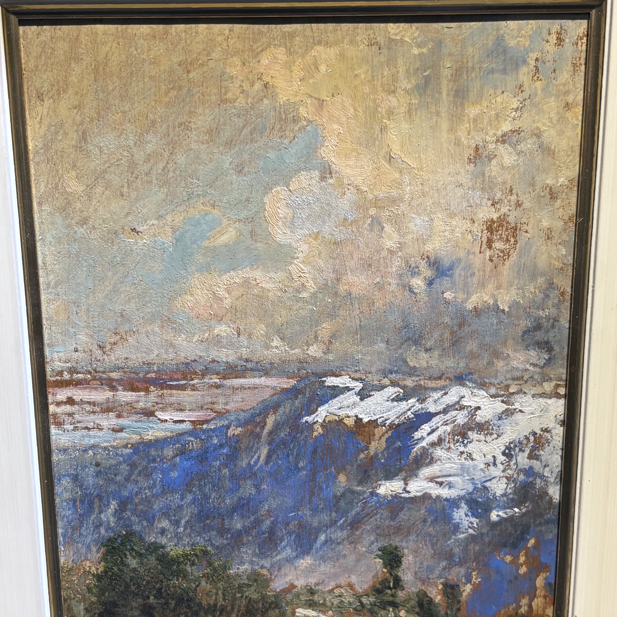 Filippo Carcano (Milano 1840 – 1914 )Paesaggio Montano Antico olio su tavola XIX sec . Cm 25,50 x 17,50 - immagine 8