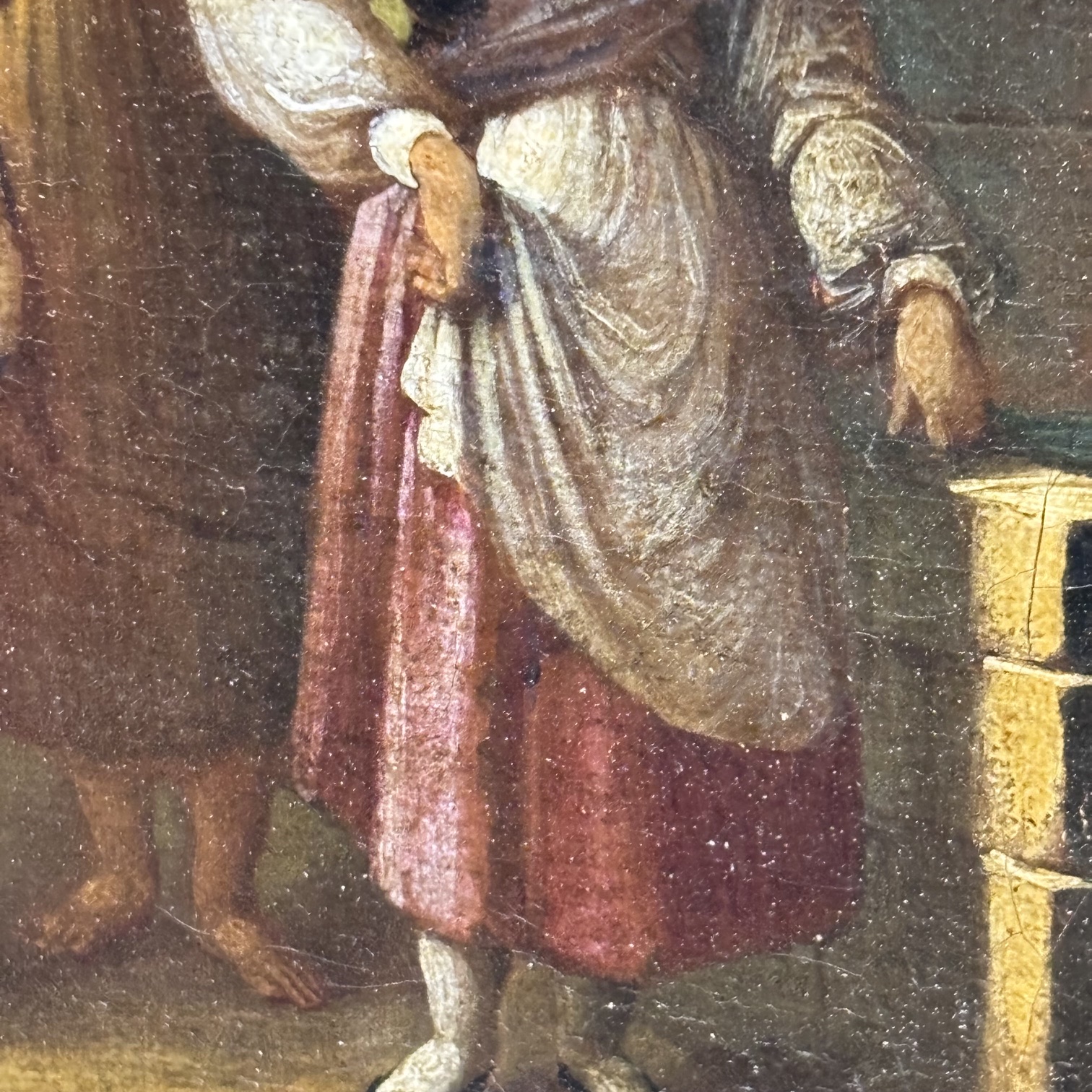 Antico dipinto olio su tela , tre popolane Ciociaria Arte popolare 1868 Mis 27 x 25 - immagine 5