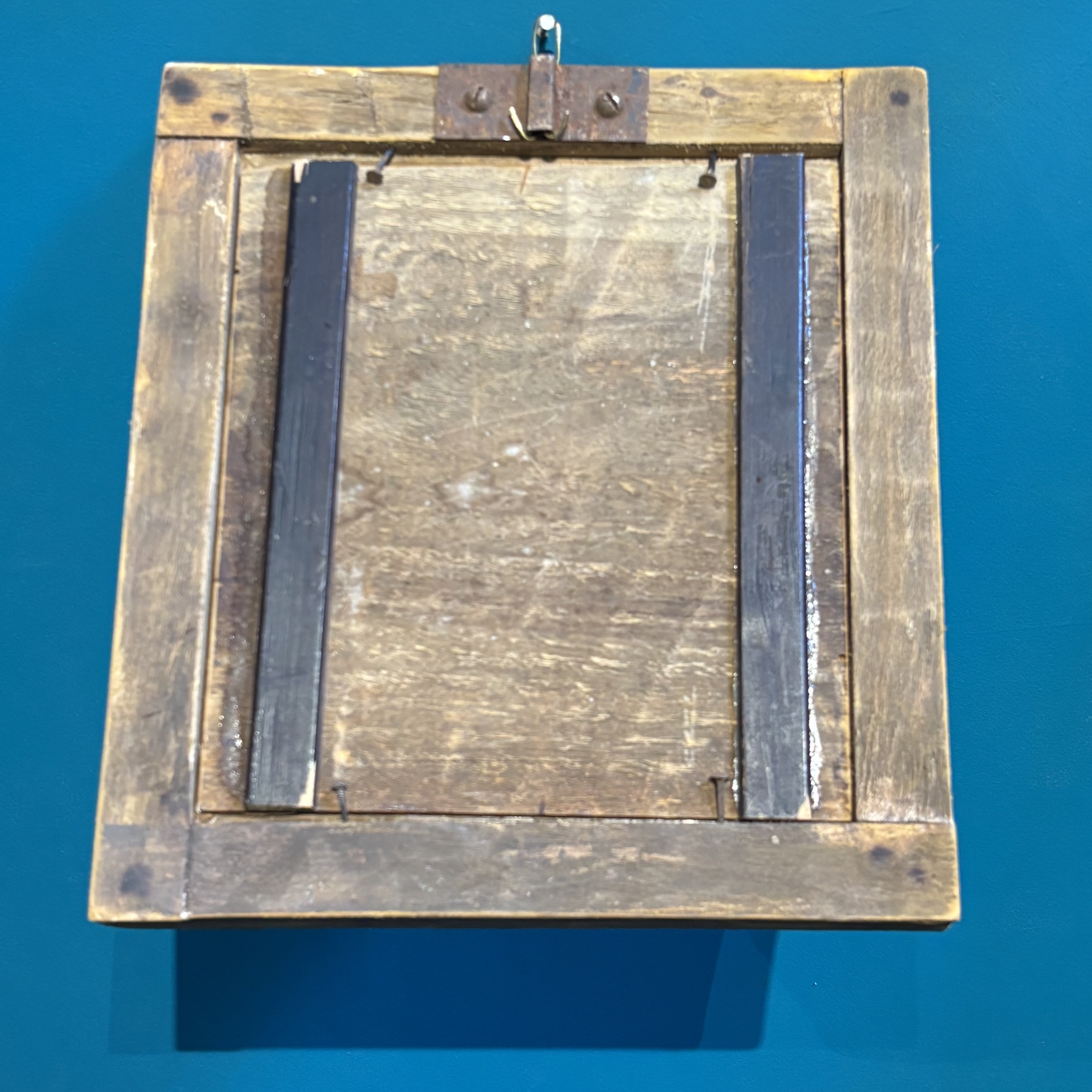 Antico dipinto olio su tela , tre popolane Ciociaria Arte popolare 1868 Mis 27 x 25 - immagine 11