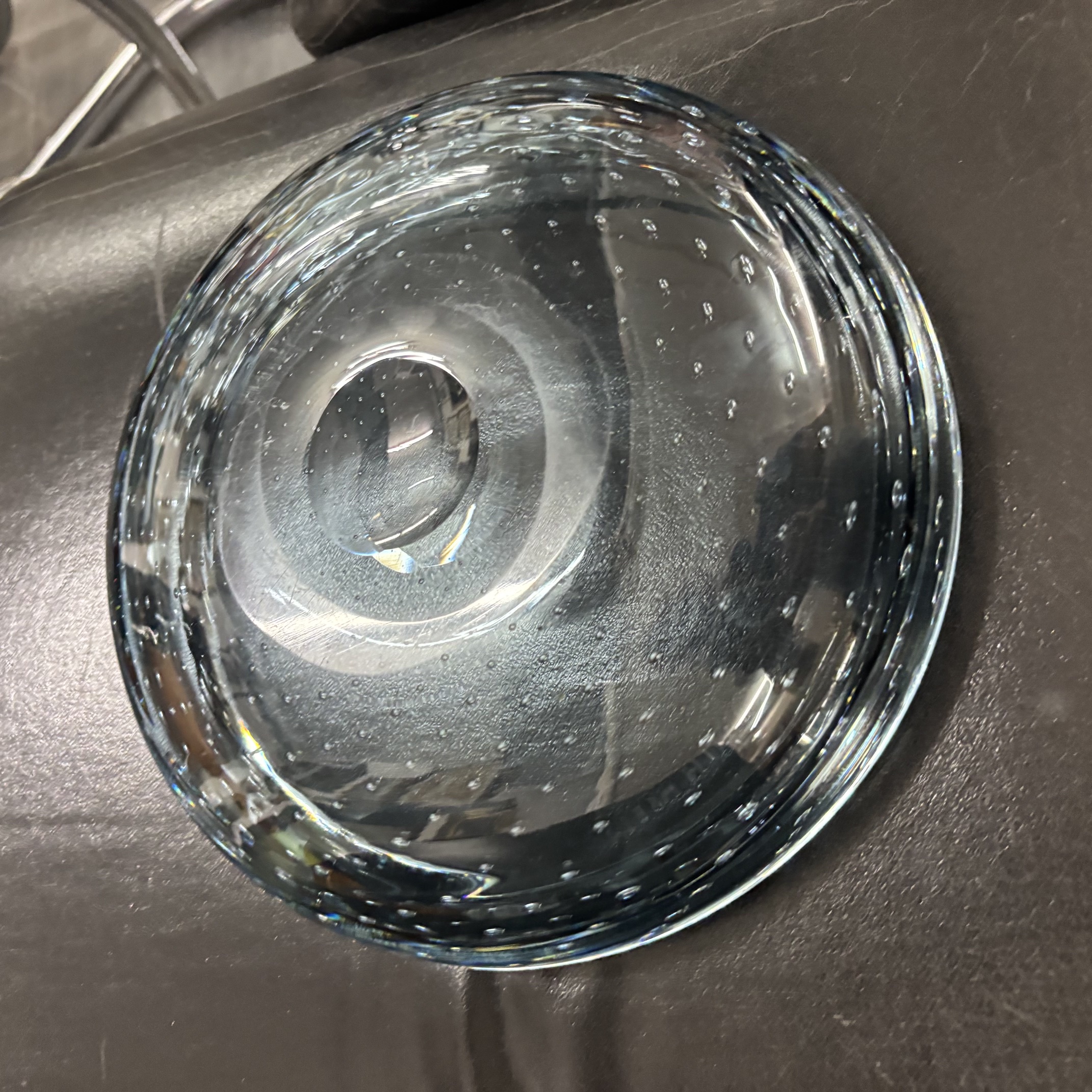 Centrotavola svuota tasche anni 60 Vetro Murano con bolle . nero fumè mis diametro 24 - immagine 9