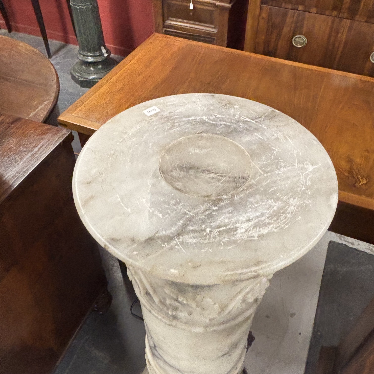 Antica colonna in alabastro epoca Liberty 1920 elettrificata a lampada. - immagine 7