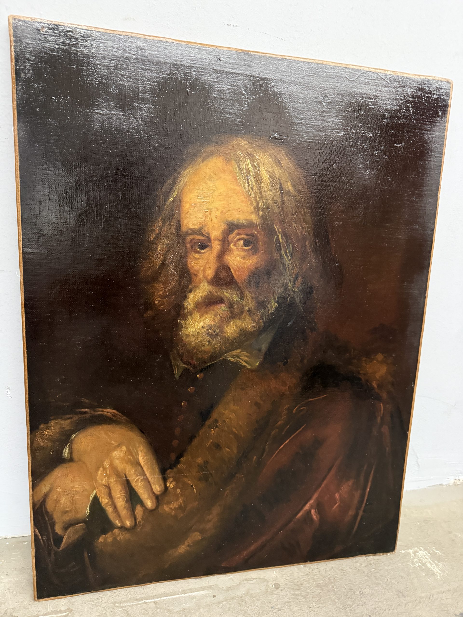 Antico dipinto: ritratto di anziano, olio su tela, XIX sec, Ciappa Federico Alessandro, 77x59cm - immagine 2