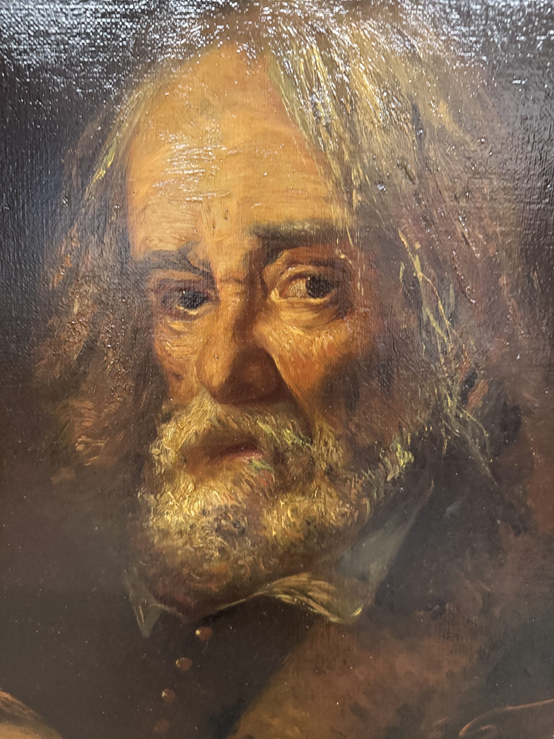 Antico dipinto: ritratto di anziano, olio su tela, XIX sec, Ciappa Federico Alessandro, 77x59cm - immagine 3