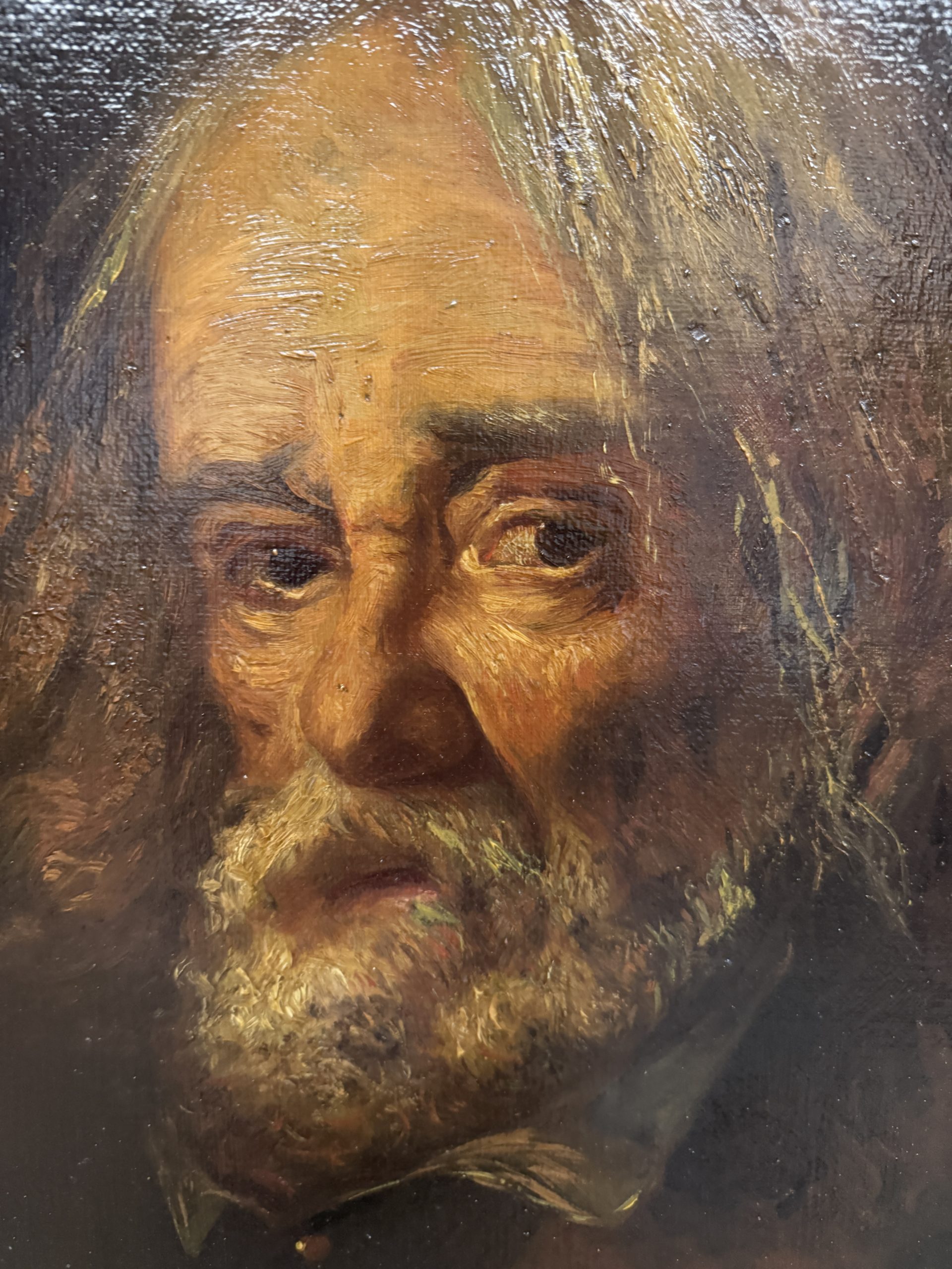 Antico dipinto: ritratto di anziano, olio su tela, XIX sec, Ciappa Federico Alessandro, 77x59cm - immagine 4