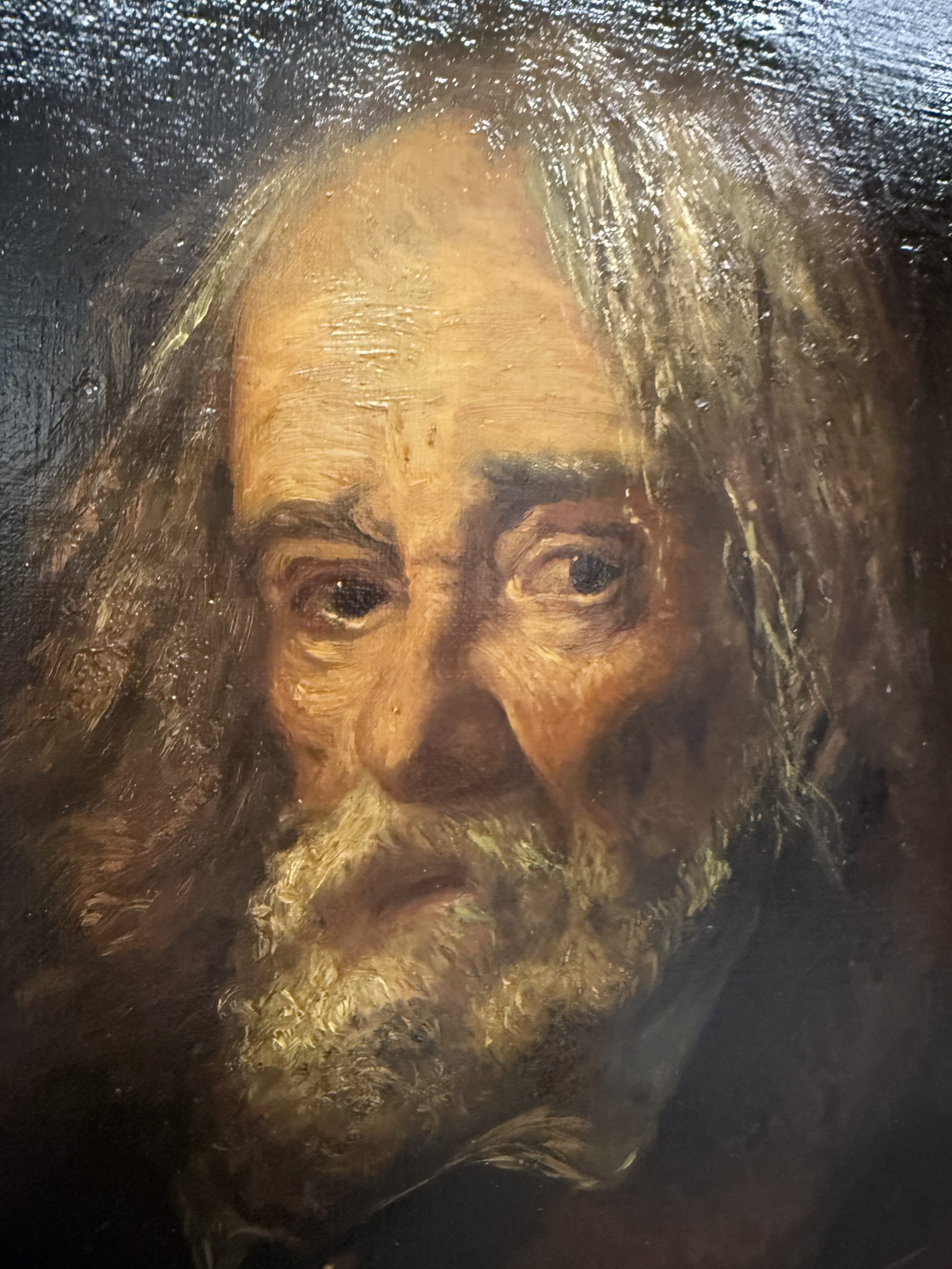 Antico dipinto: ritratto di anziano, olio su tela, XIX sec, Ciappa Federico Alessandro, 77x59cm - immagine 5