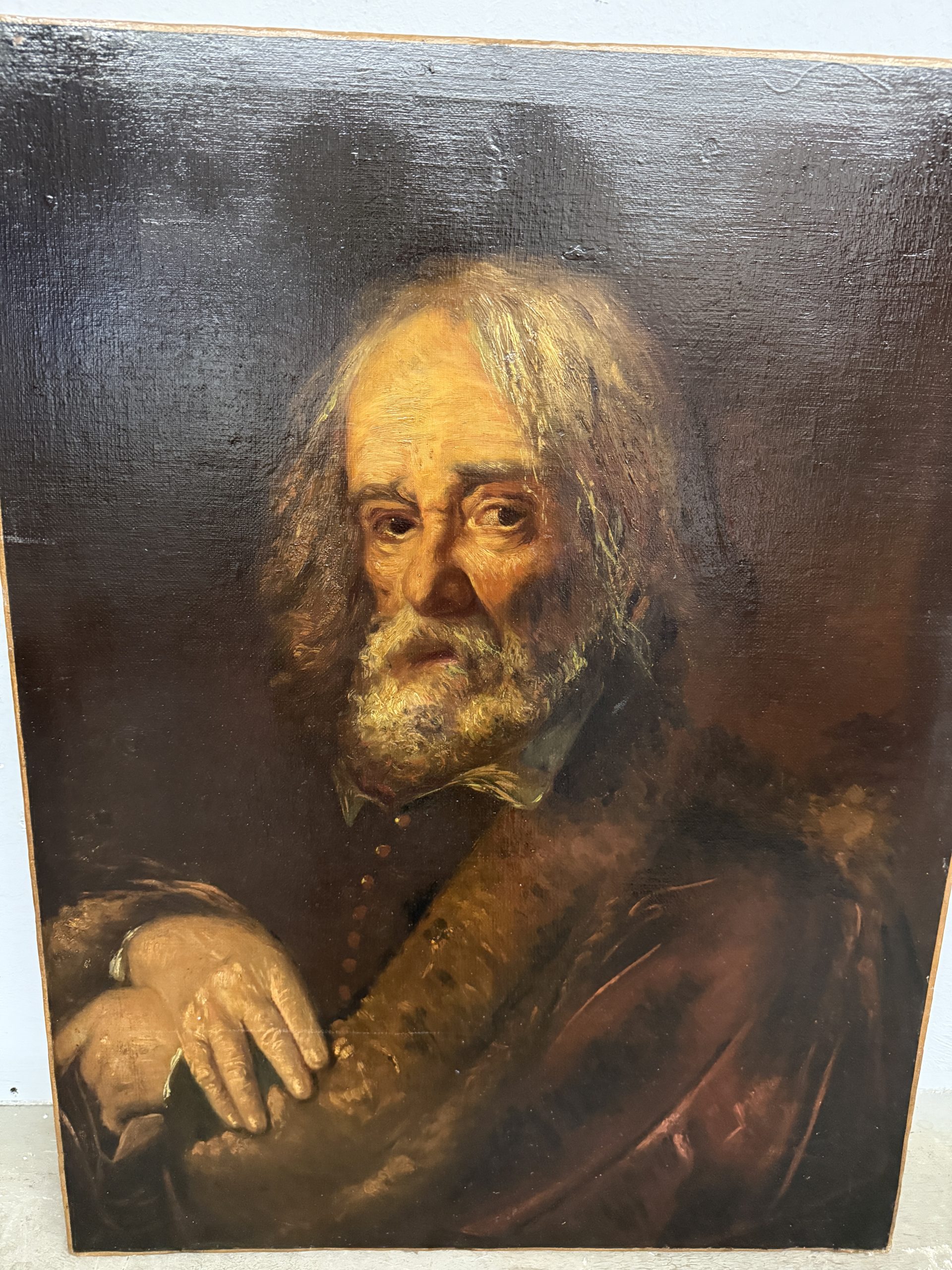 Antico dipinto: ritratto di anziano, olio su tela, XIX sec, Ciappa Federico Alessandro, 77x59cm - immagine 9