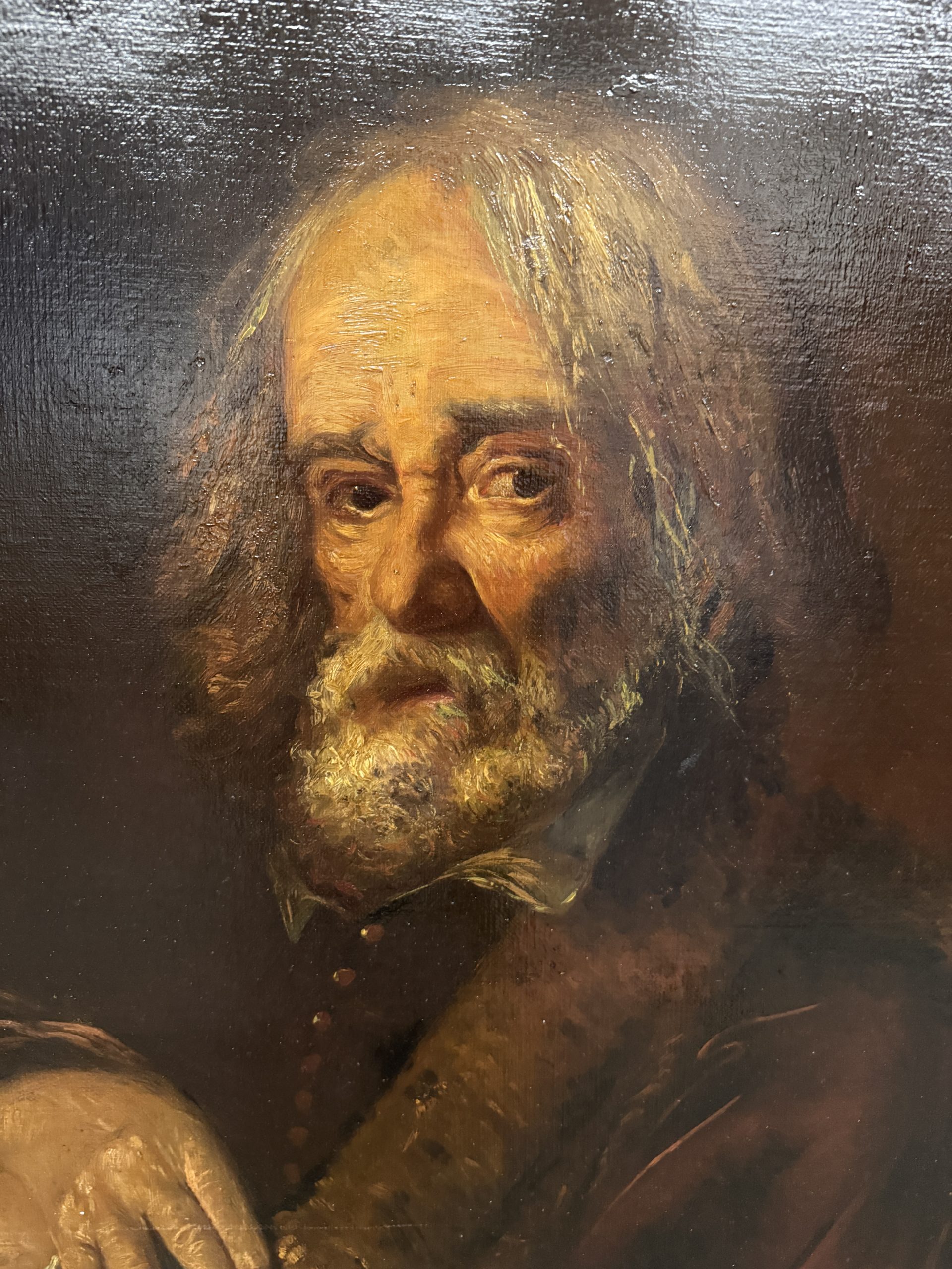 Antico dipinto: ritratto di anziano, olio su tela, XIX sec, Ciappa Federico Alessandro, 77x59cm - immagine 10