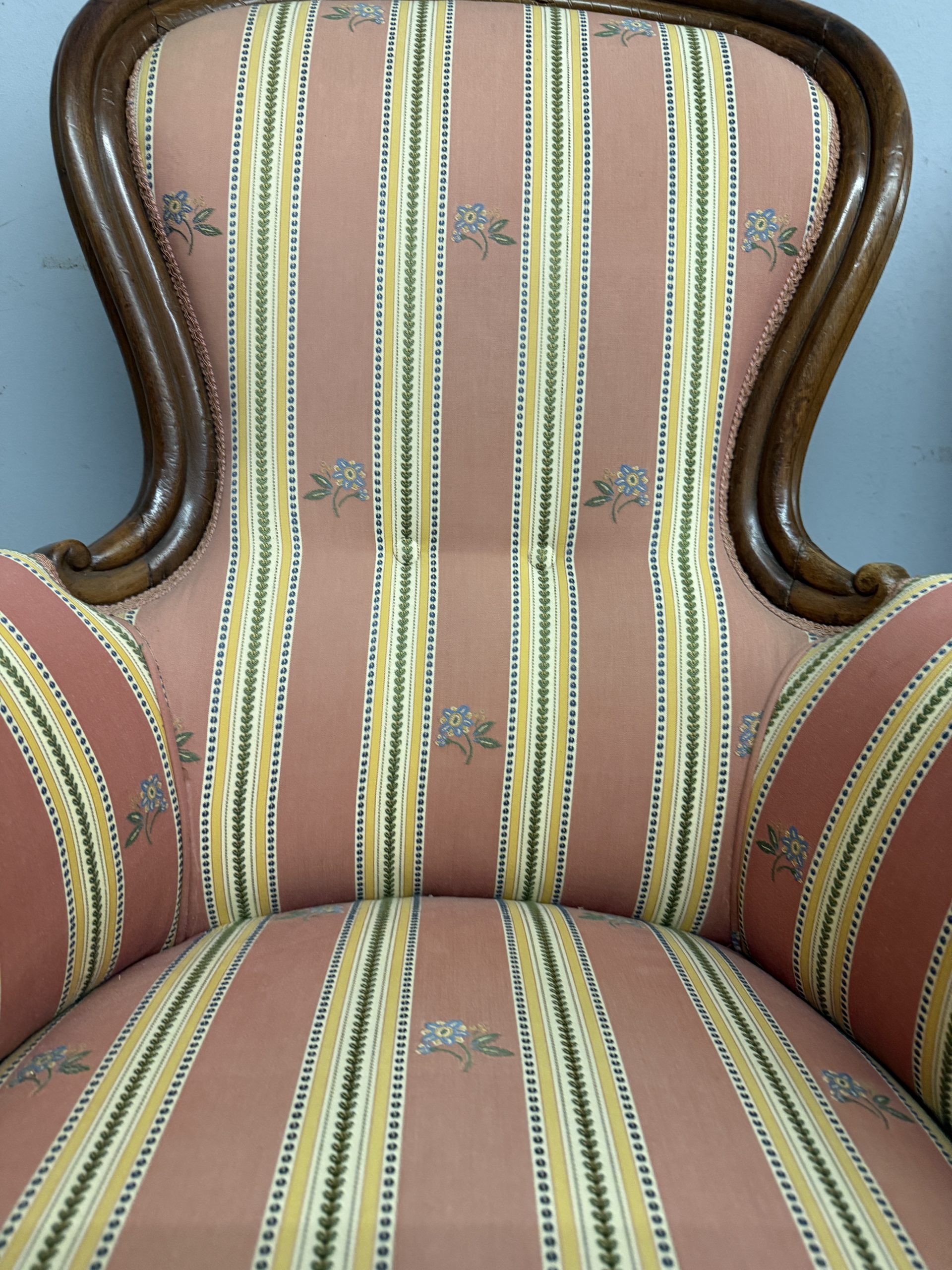Antica coppia di poltrone Luigi Filippo in noce massello, XIX sec, 67x63x50cm - immagine 9