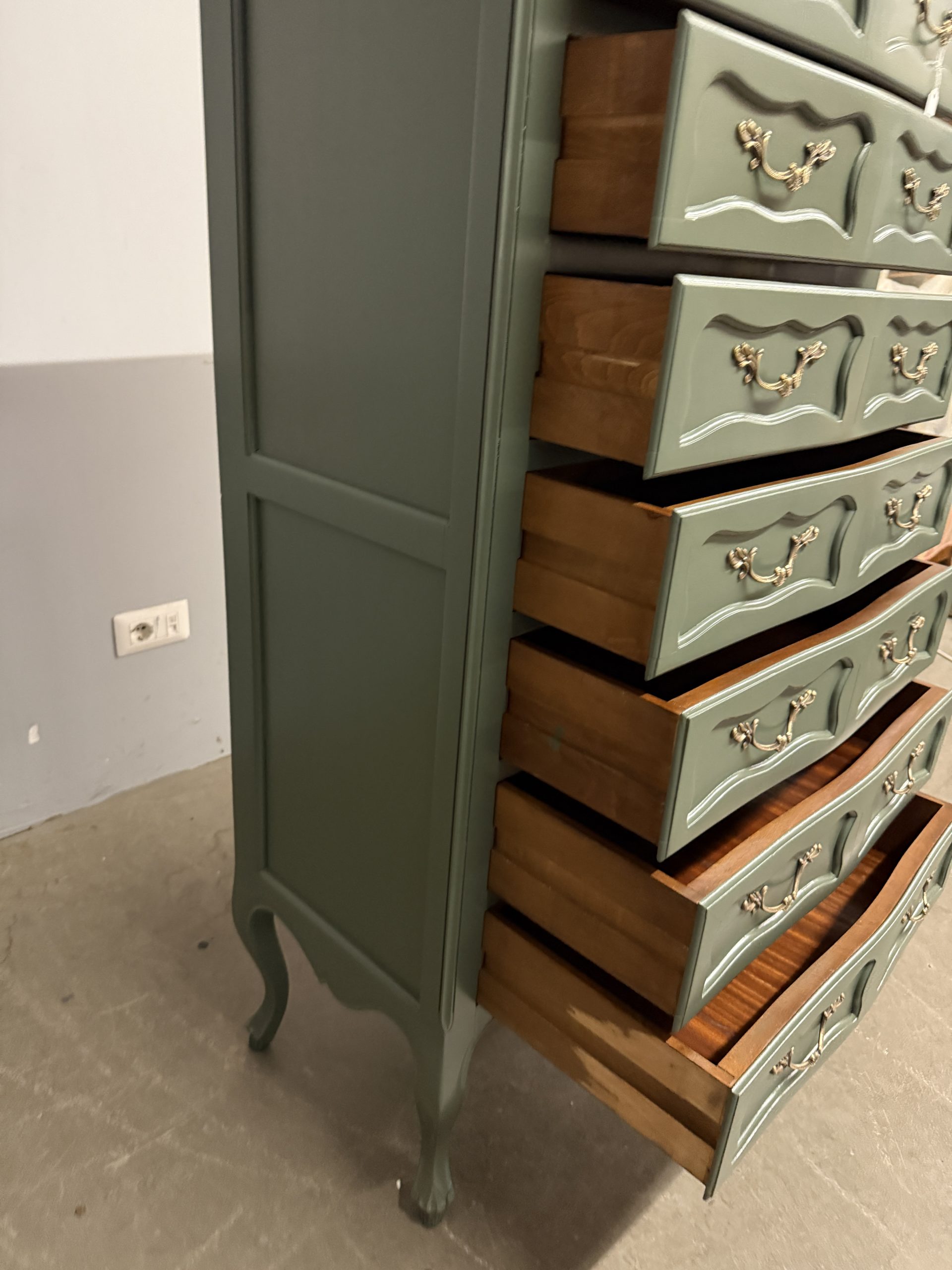Cassettiera settimino Vintage anni '50 mid century - Salvia, 138x73x41cm - immagine 7