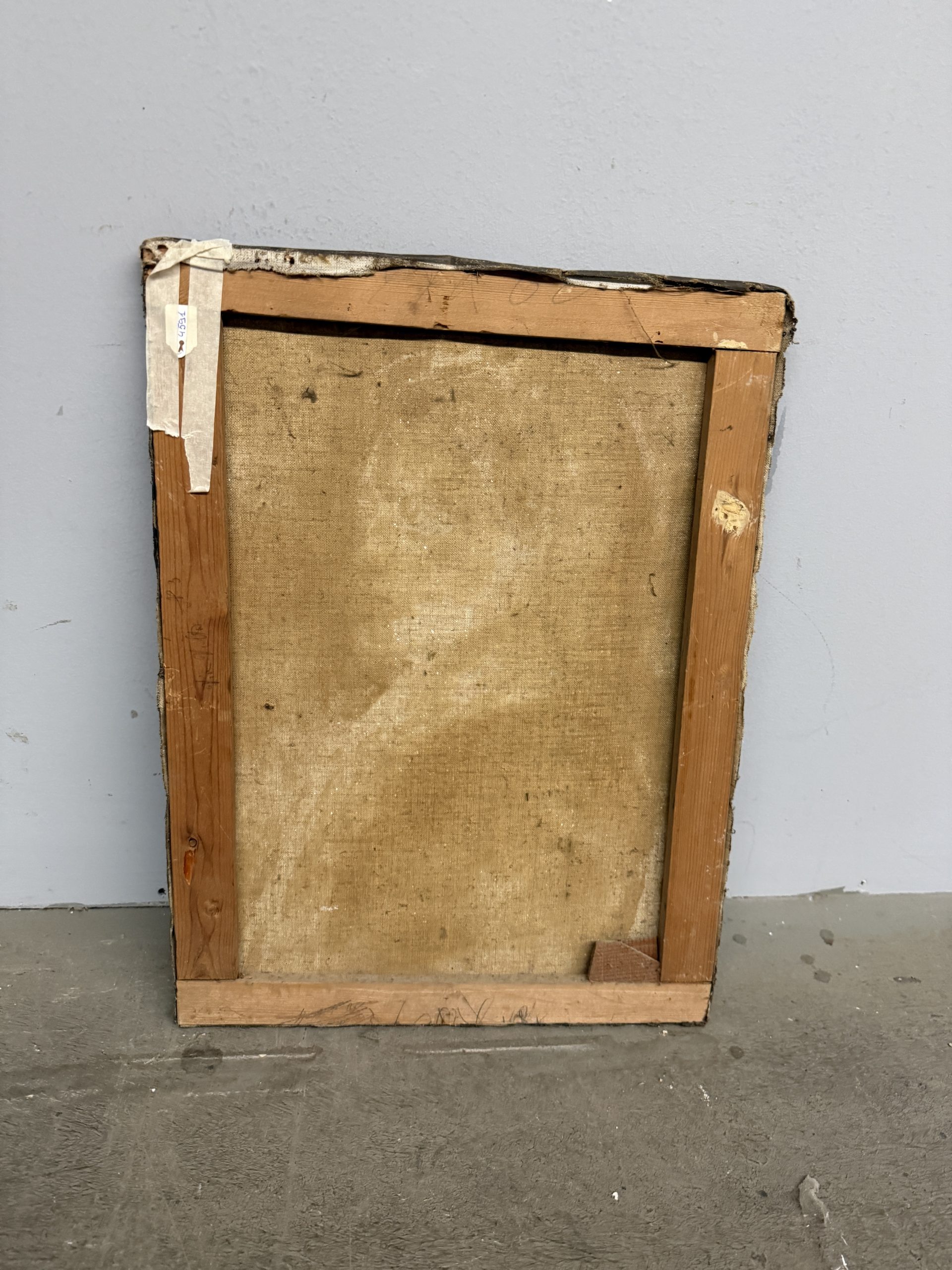 Antico dipinto olio su tela ritratto di signora, XIX sec, 53x40cm - immagine 8