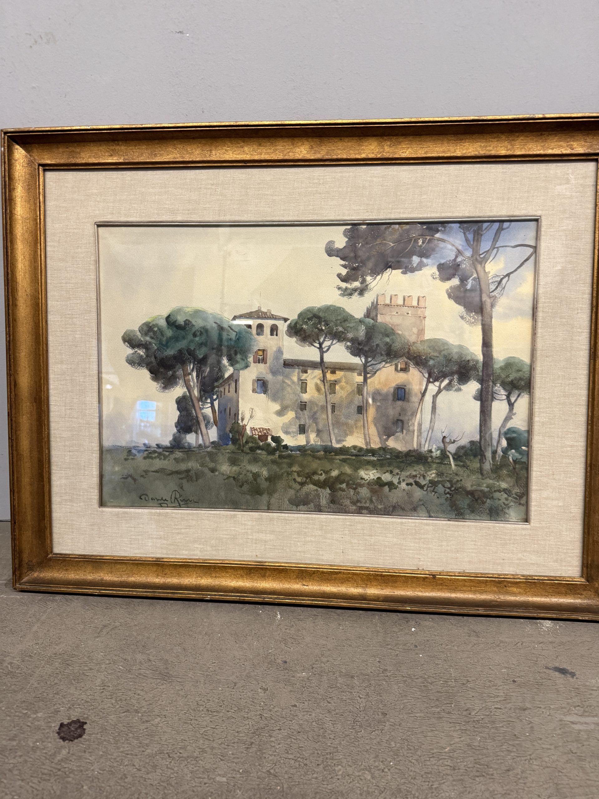 Acquerello Casal De Pazzi, Roma, firmato, 74x58cm - immagine 3