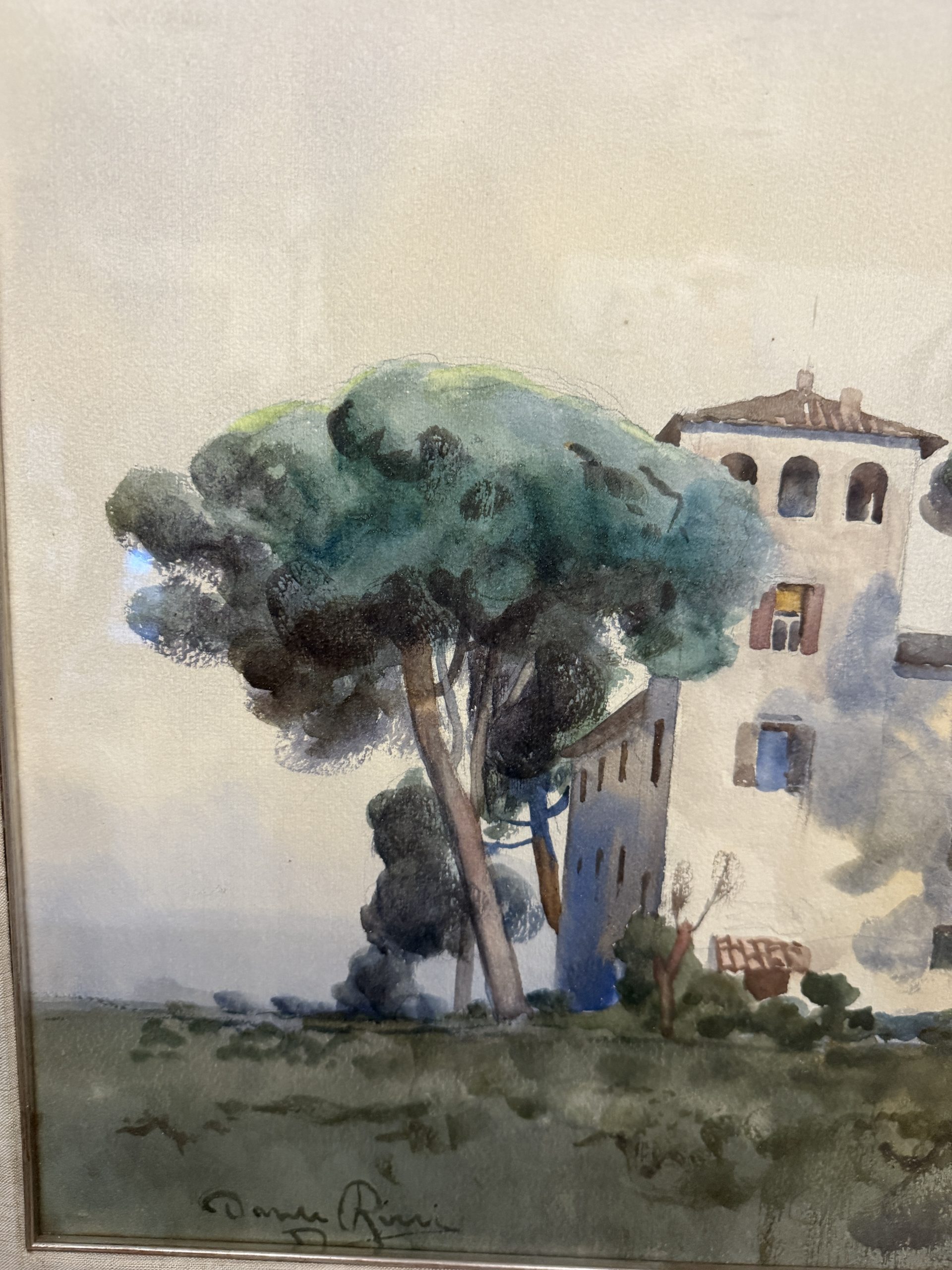 Acquerello Casal De Pazzi, Roma, firmato, 74x58cm - immagine 5