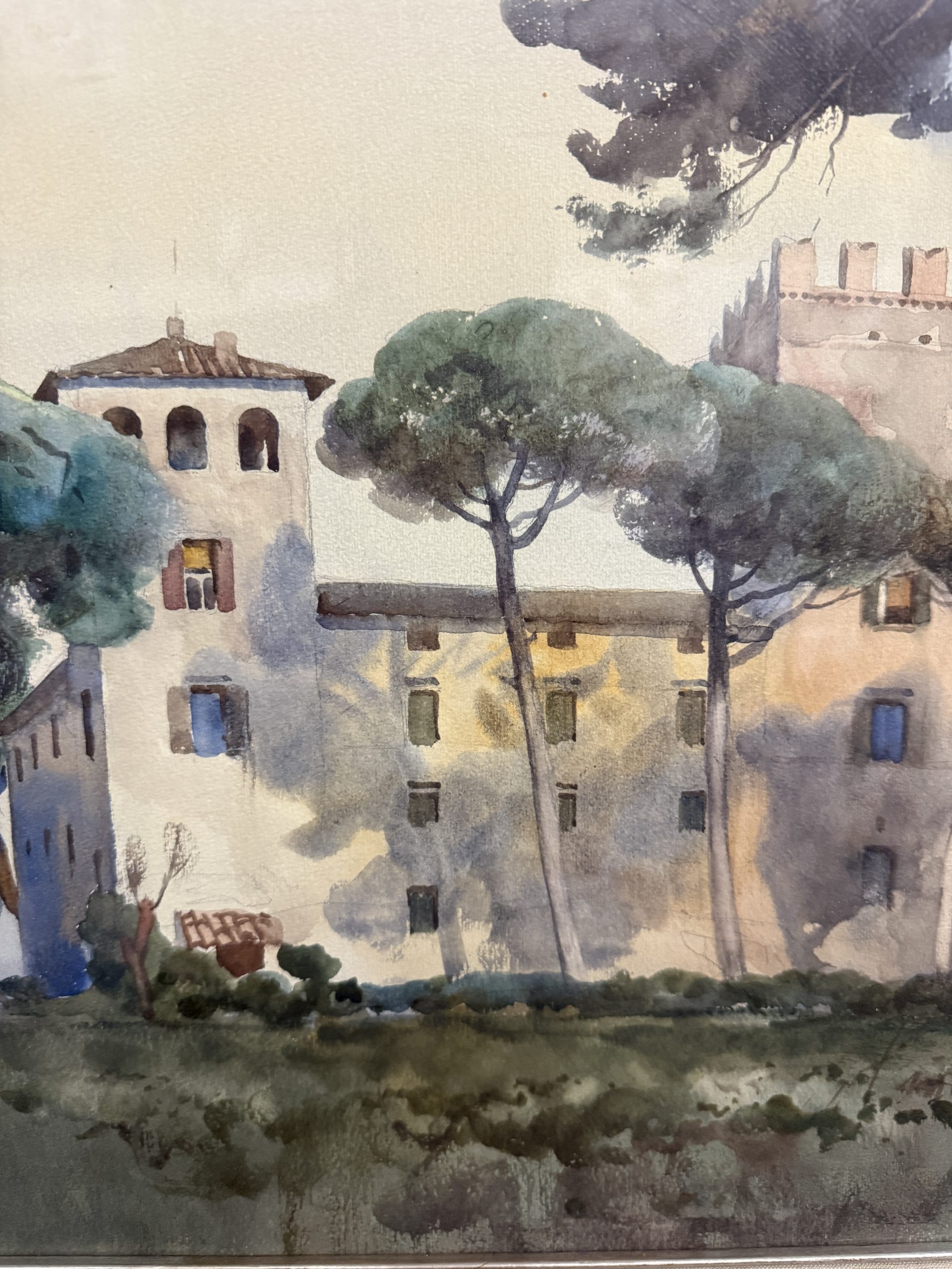 Acquerello Casal De Pazzi, Roma, firmato, 74x58cm - immagine 8