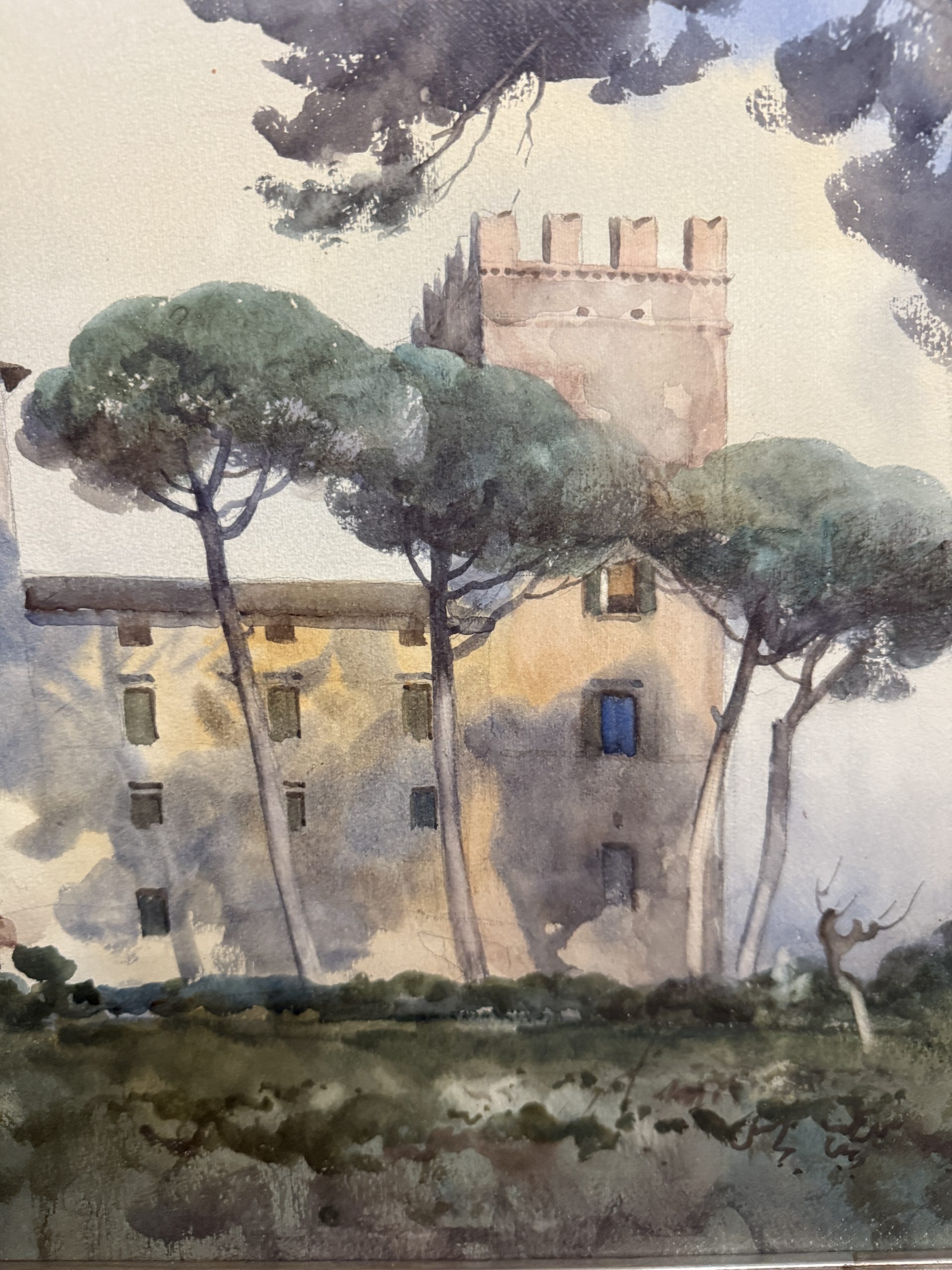 Acquerello Casal De Pazzi, Roma, firmato, 74x58cm - immagine 9