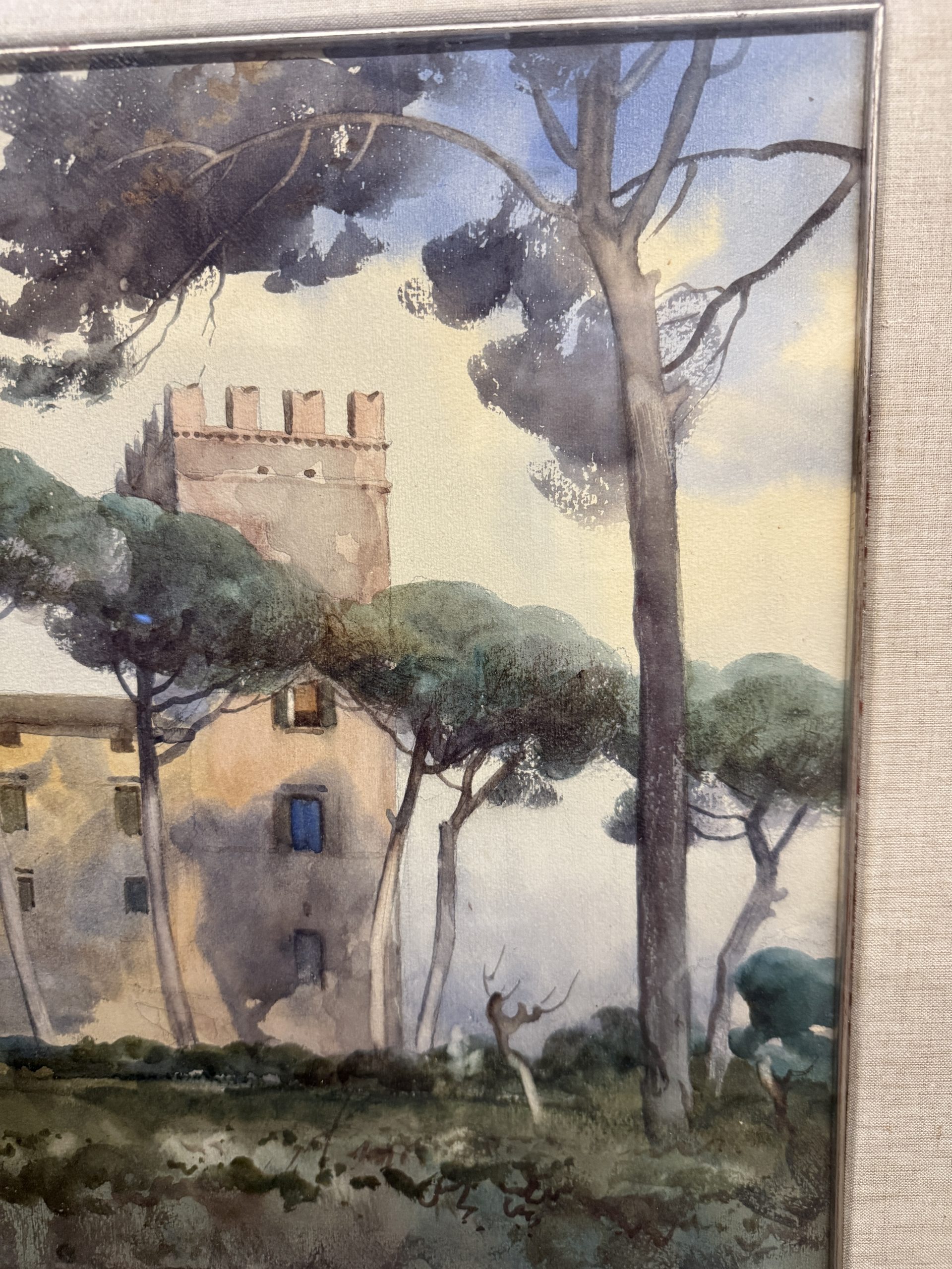 Acquerello Casal De Pazzi, Roma, firmato, 74x58cm - immagine 10