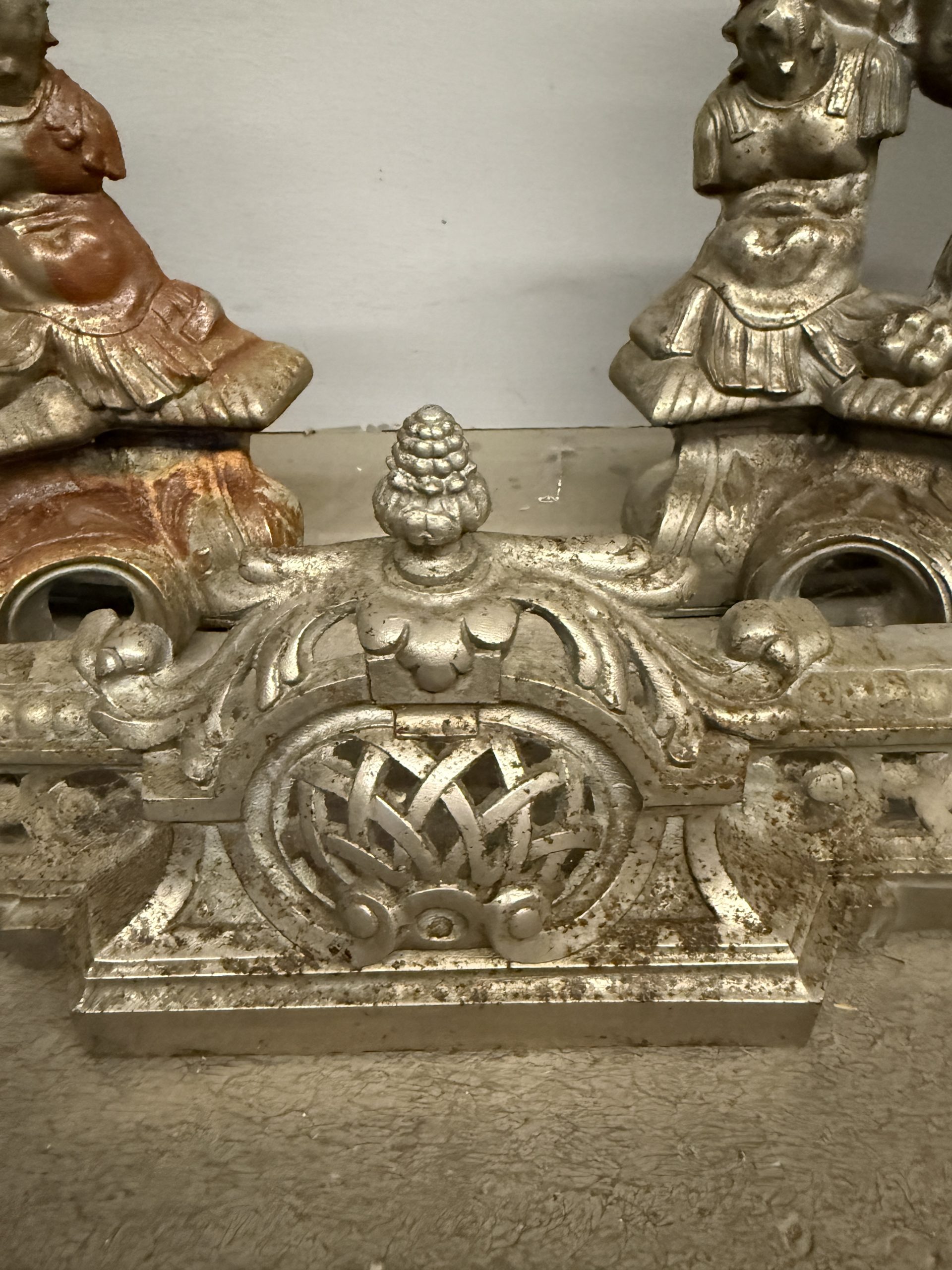 Antica coppia di alari, Francia XIX sec, 15x71cm - immagine 3