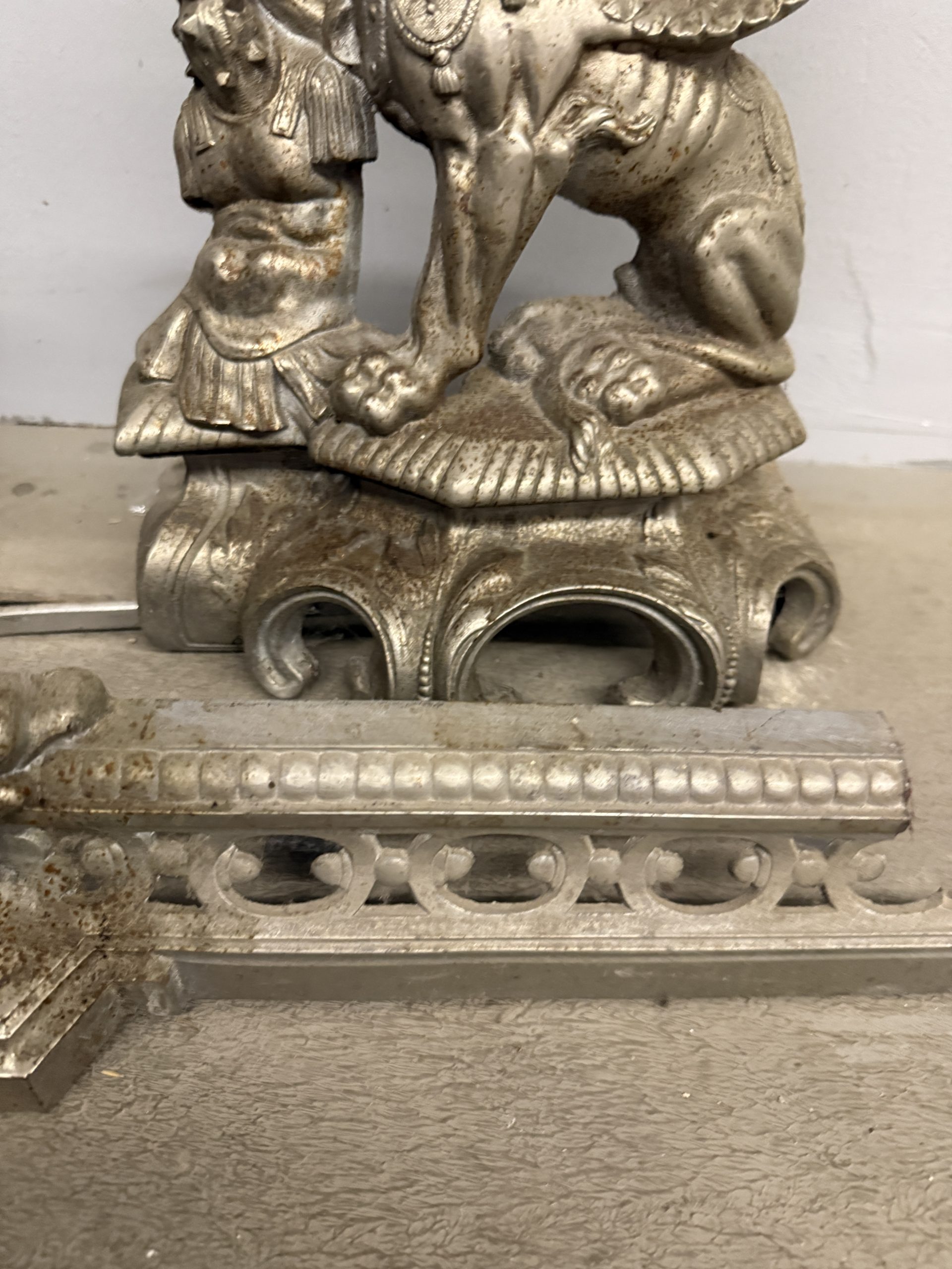 Antica coppia di alari, Francia XIX sec, 15x71cm - immagine 4
