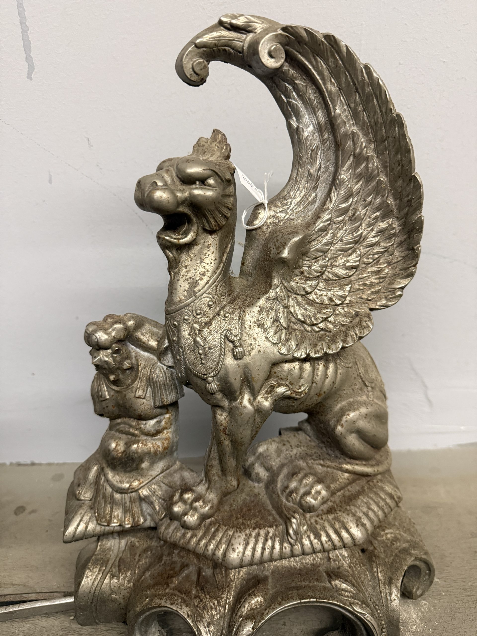 Antica coppia di alari, Francia XIX sec, 15x71cm - immagine 5