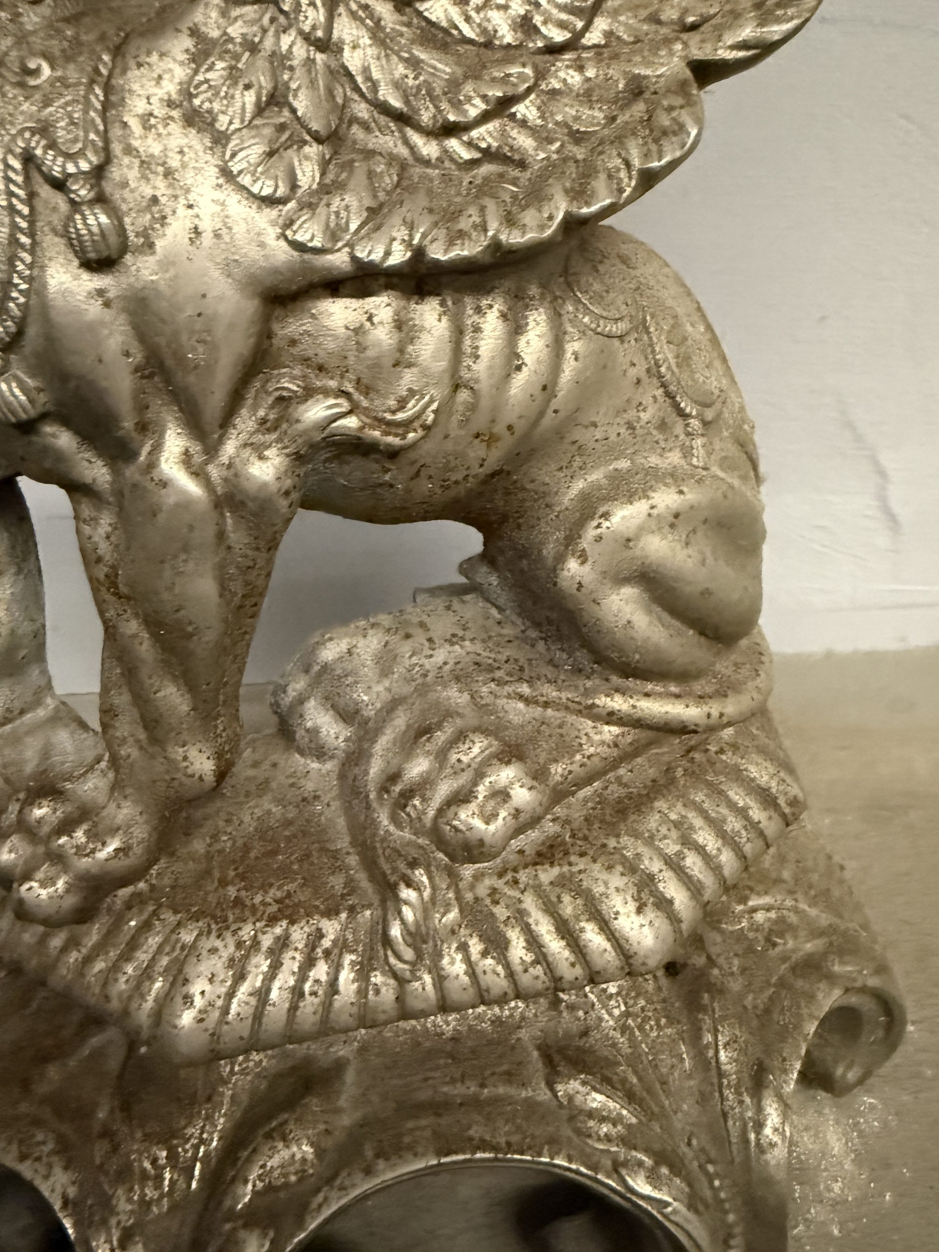 Antica coppia di alari, Francia XIX sec, 15x71cm - immagine 8