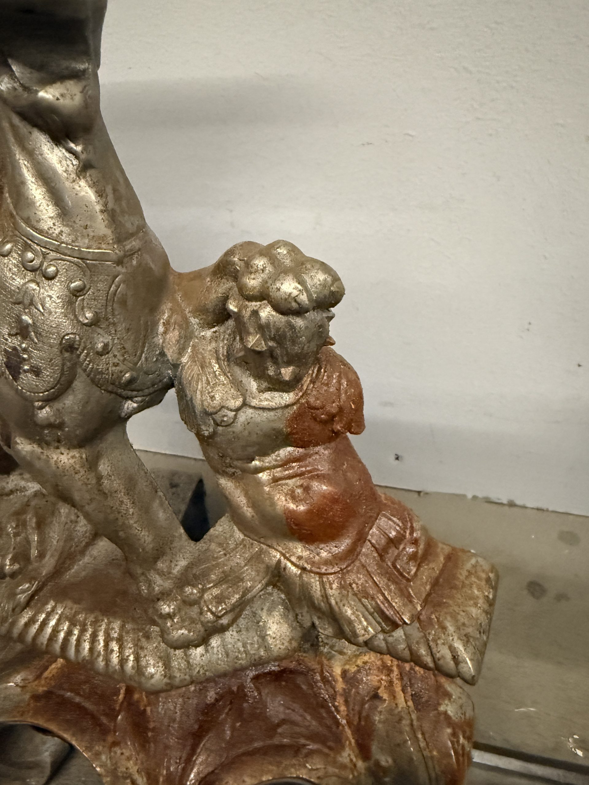 Antica coppia di alari, Francia XIX sec, 15x71cm - immagine 9