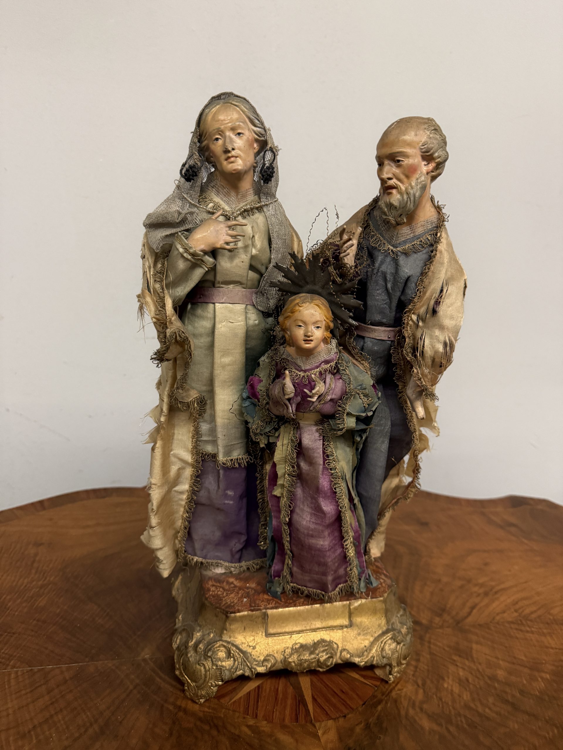 Antico gruppo scultoreo natività in terracotta, Napoli, XVII sec, 44x29cm - immagine 3