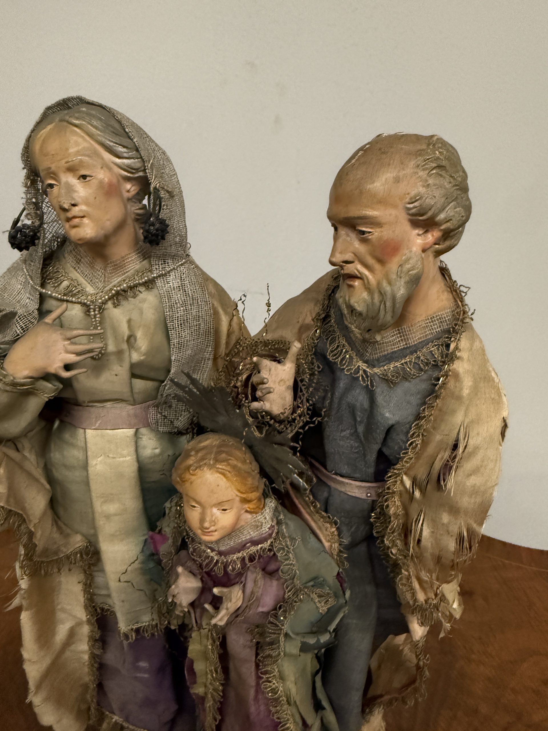 Antico gruppo scultoreo natività in terracotta, Napoli, XVII sec, 44x29cm - immagine 5