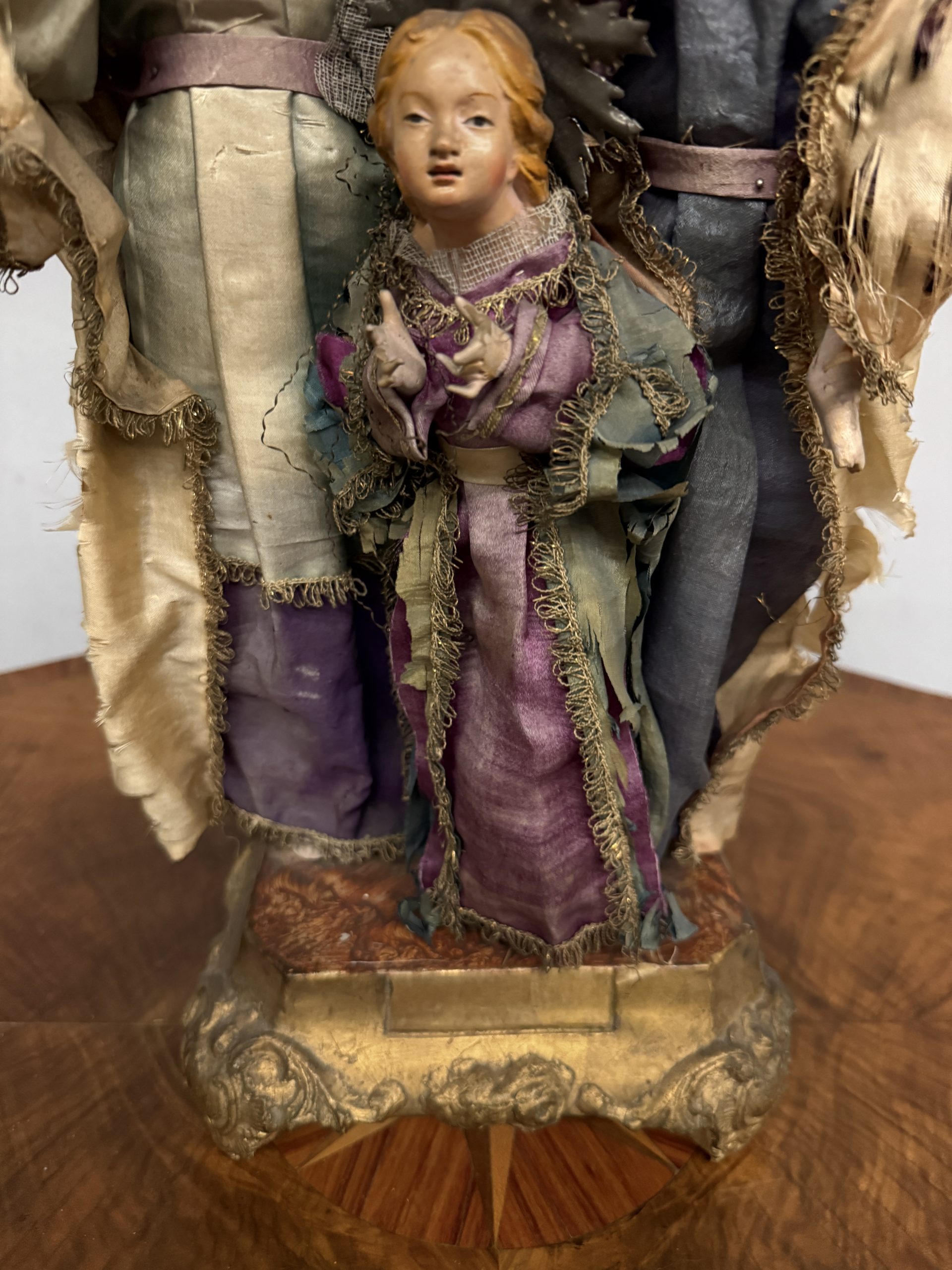 Antico gruppo scultoreo natività in terracotta, Napoli, XVII sec, 44x29cm - immagine 7