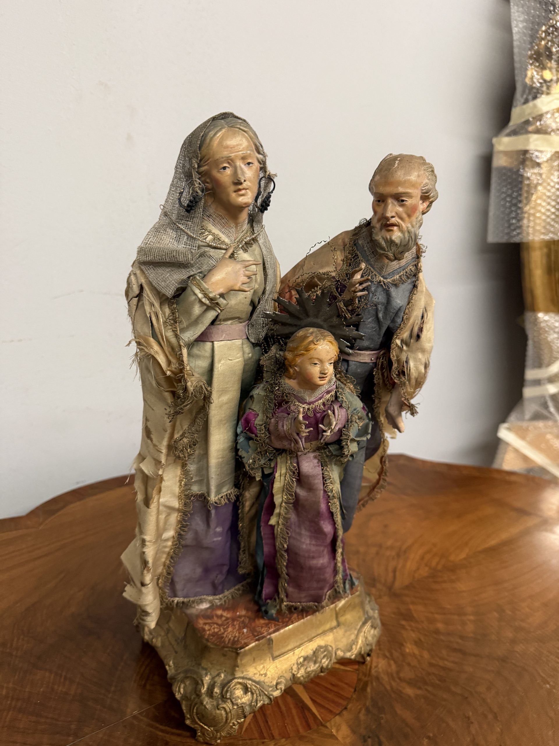 Antico gruppo scultoreo natività in terracotta, Napoli, XVII sec, 44x29cm - immagine 8