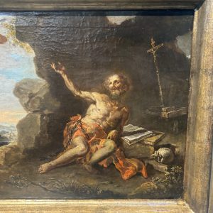 Alternative view of Antico dipinto scuola Napoli XVII sec Sant’ Elia cm 62 x 52 . “Il miracolo Dei Corvi “