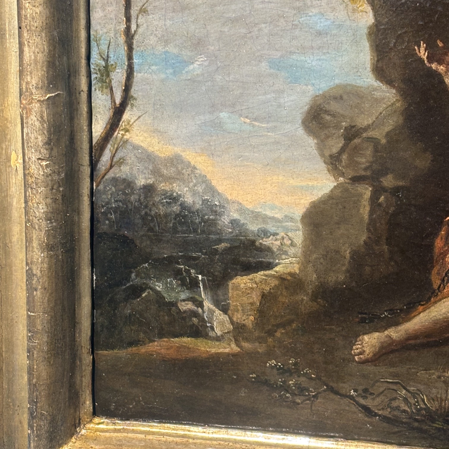 Antico dipinto scuola Napoli XVII sec Sant’ Elia cm 62 x 52 . “Il miracolo Dei Corvi “ - immagine 4