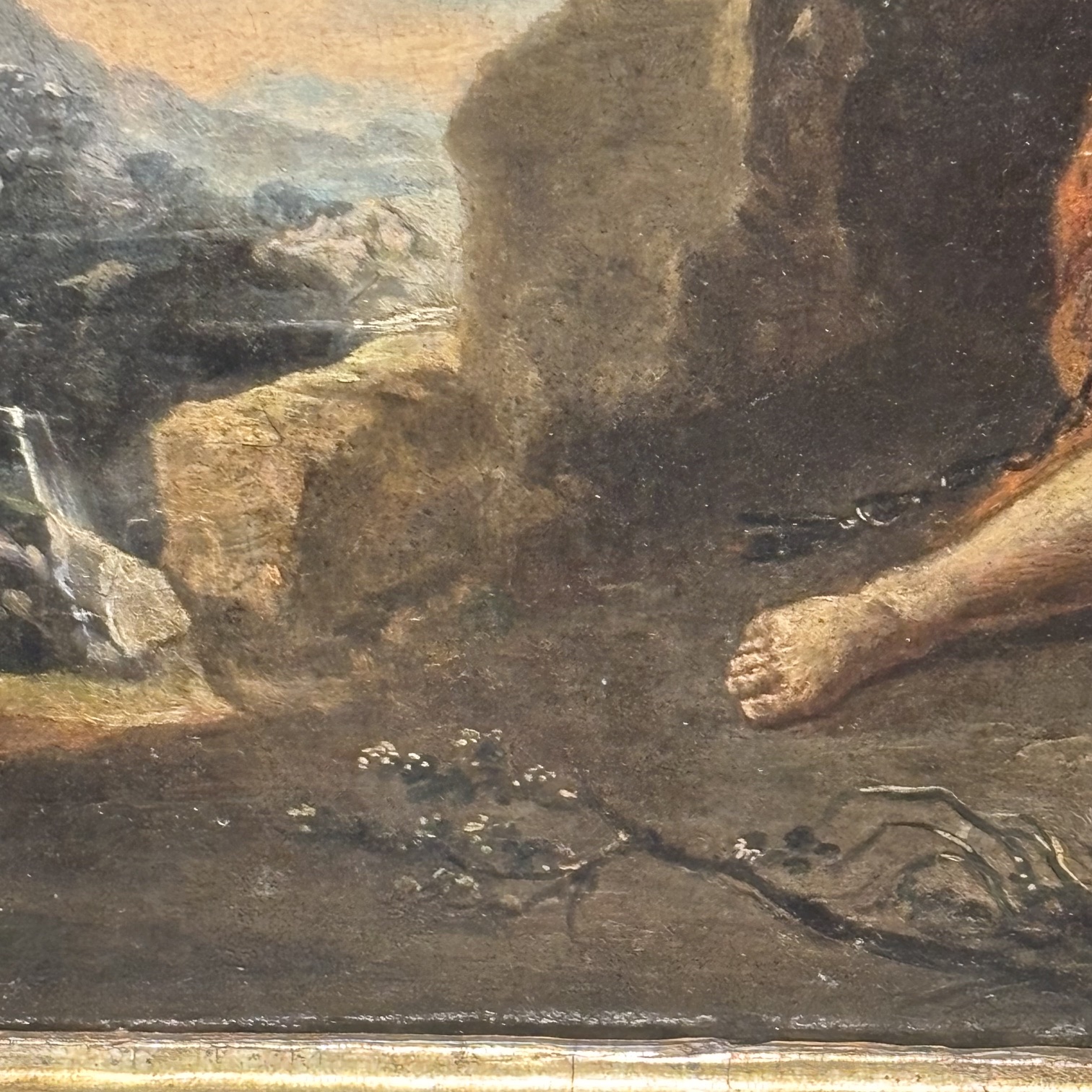Antico dipinto scuola Napoli XVII sec Sant’ Elia cm 62 x 52 . “Il miracolo Dei Corvi “ - immagine 8