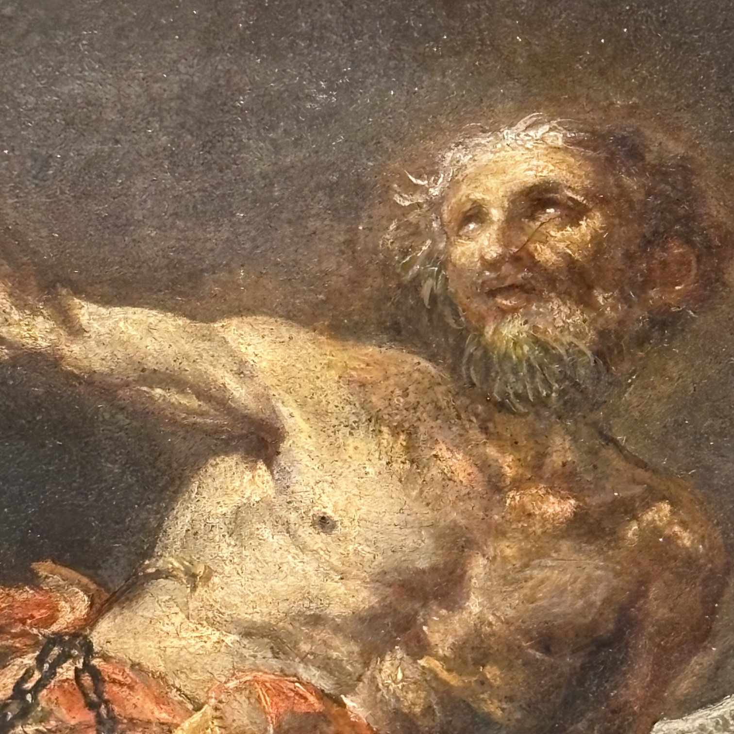 Antico dipinto scuola Napoli XVII sec Sant’ Elia cm 62 x 52 . “Il miracolo Dei Corvi “ - immagine 11