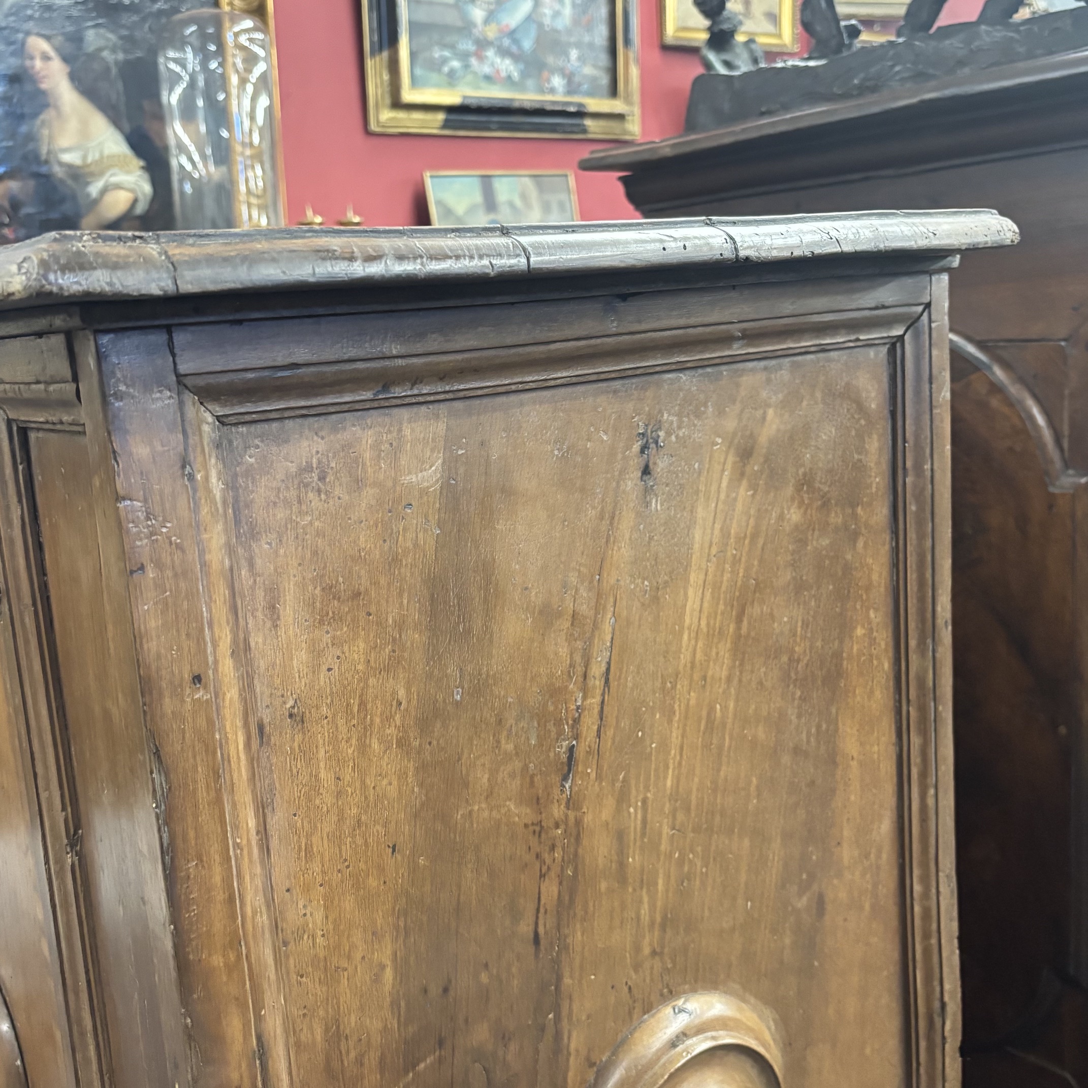 Antica credenza servante Bologna XVII sec noce . Mis 132 x 49 h 100 - immagine 4