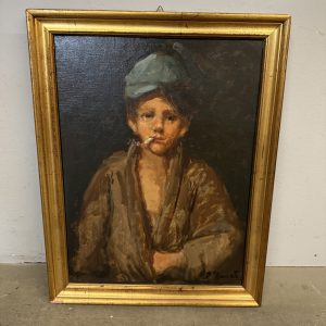 Antico dipinto olio su tela Scugnizzo Napoletano, '900, firmato 40x30cm