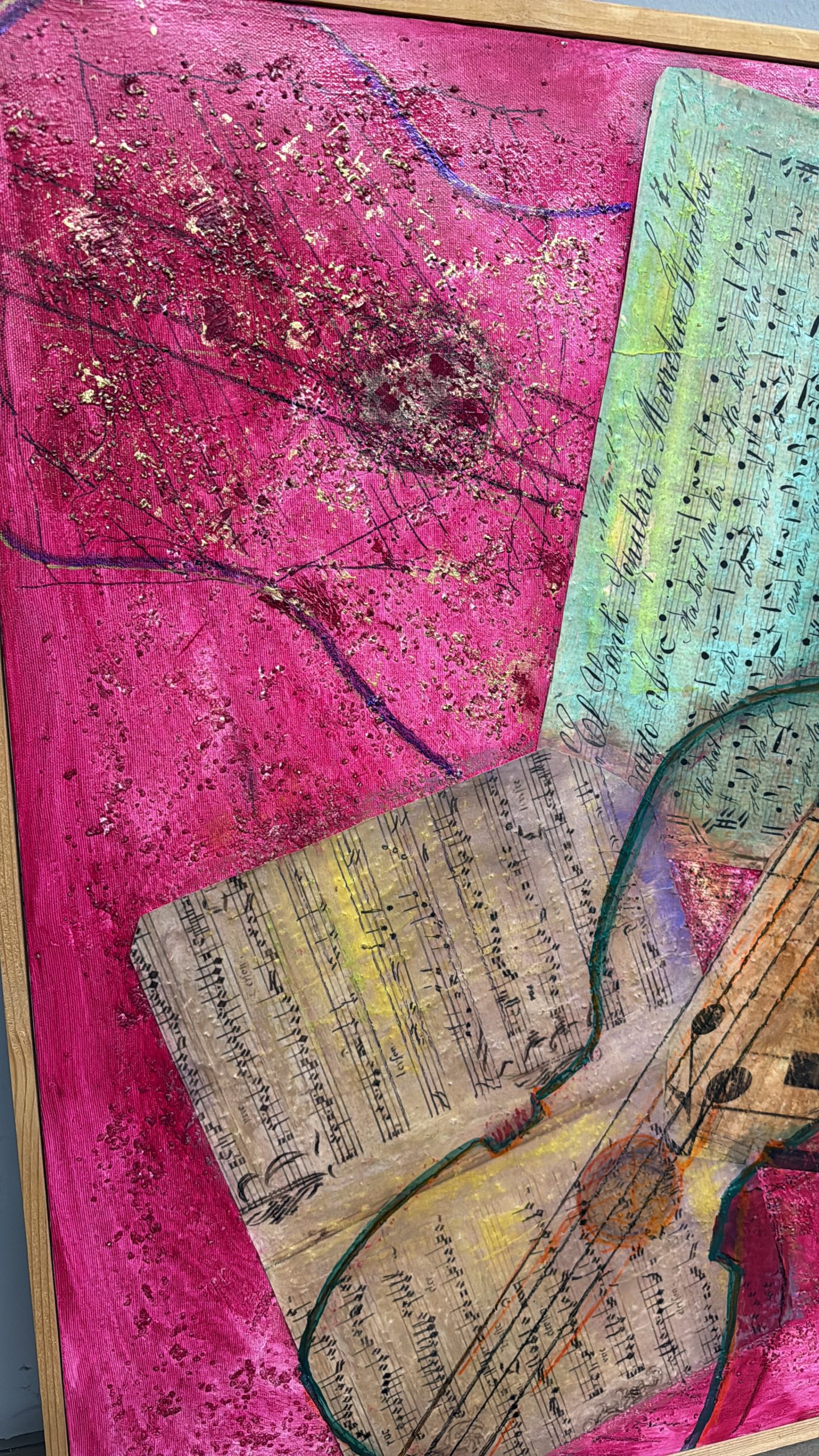 Dipinto G. Zaccagnino "Variazioni musicali" tecnica mista su tela. Arte moderna e contemporanea, 80x60cm - immagine 3
