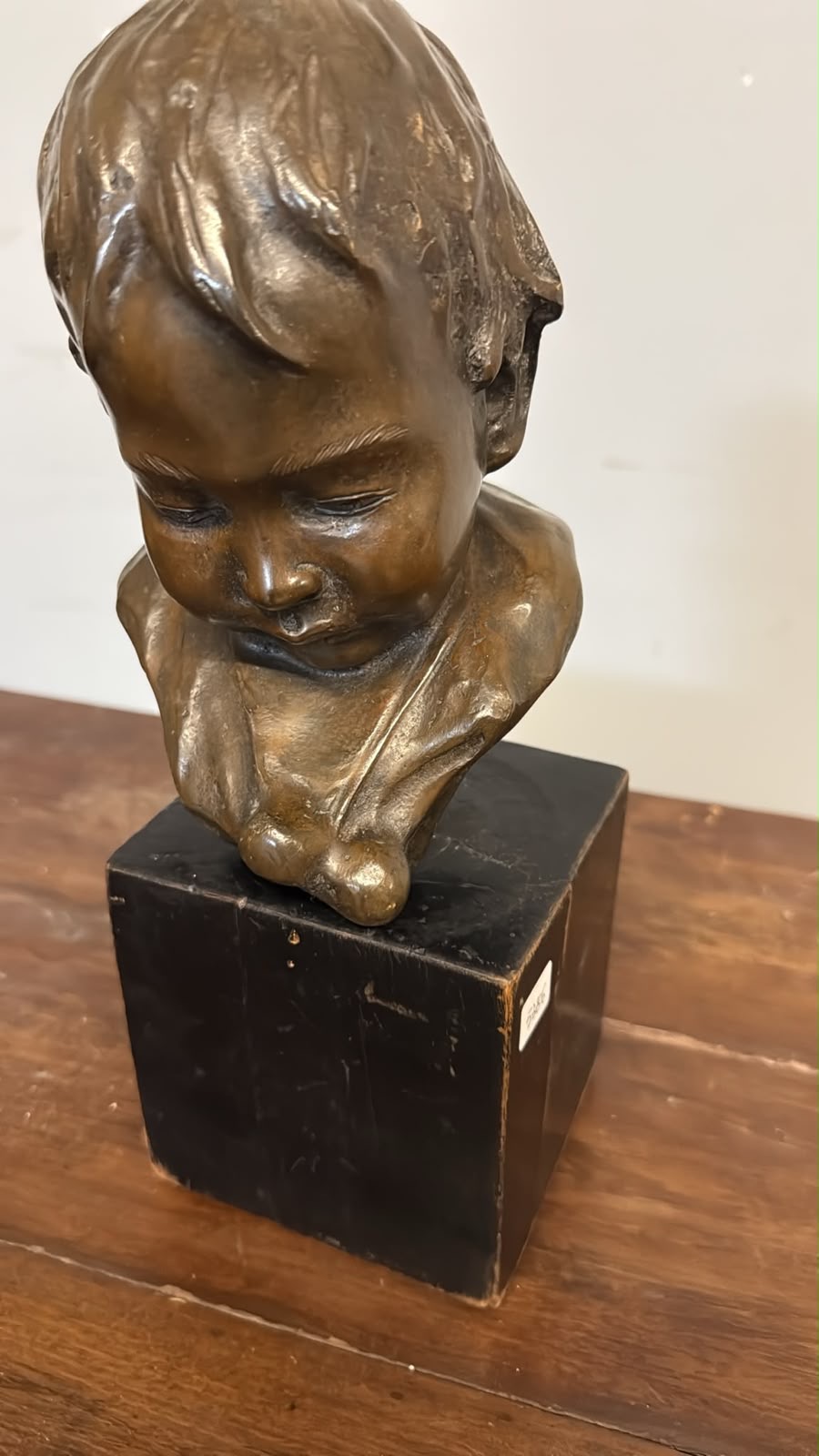 Antica scultura in bronzo volto di bambino. Lionello Balestrieri. (Cetona 1872-1958), fine XIXsec - immagine 2