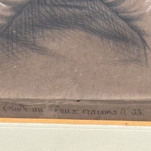 Alternative view of Antico disegno francese con eremita o santo XIX sec, 39x29cm