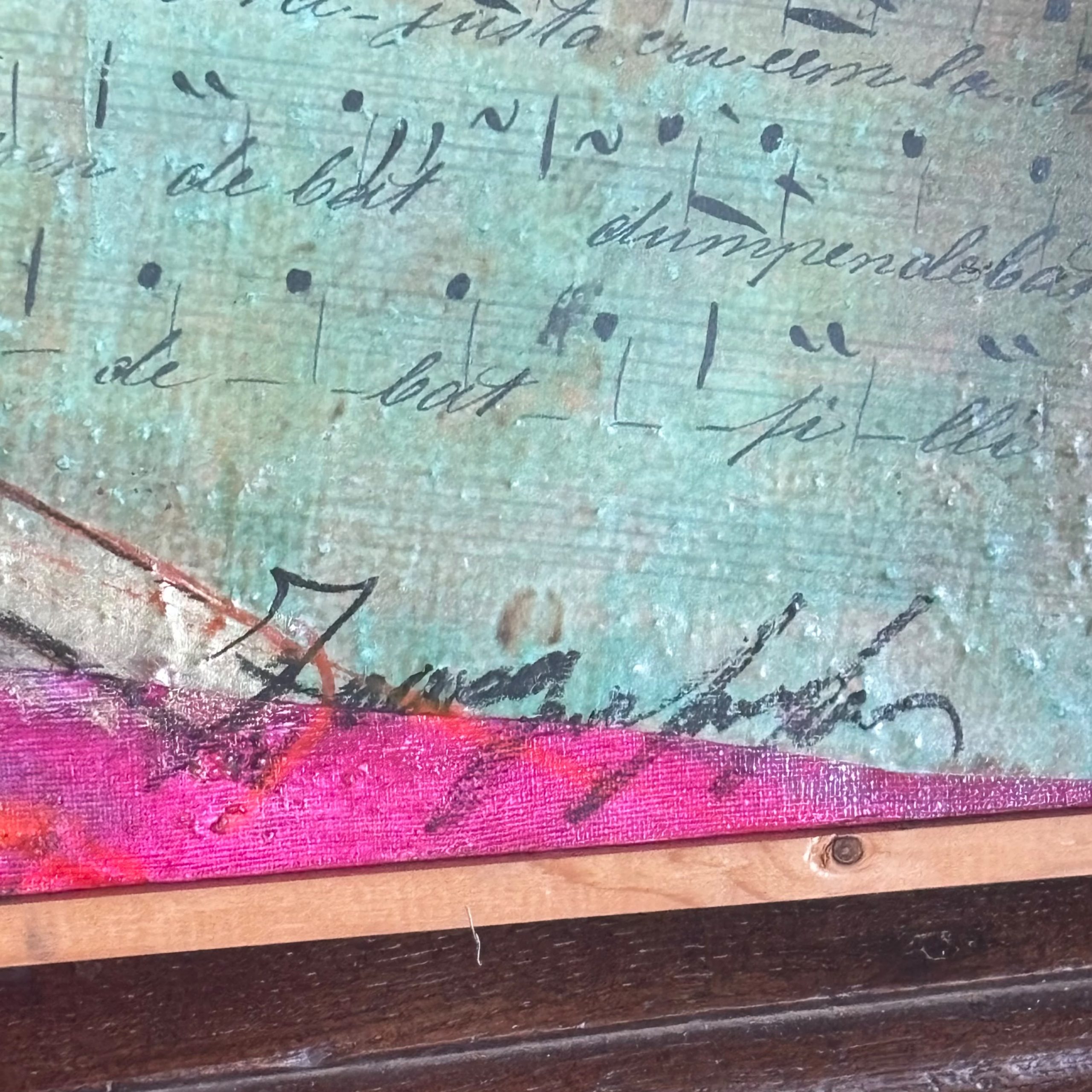 Dipinto G. Zaccagnino "Variazioni musicali" tecnica mista su tela. Arte moderna e contemporanea, 80x60cm - immagine 2