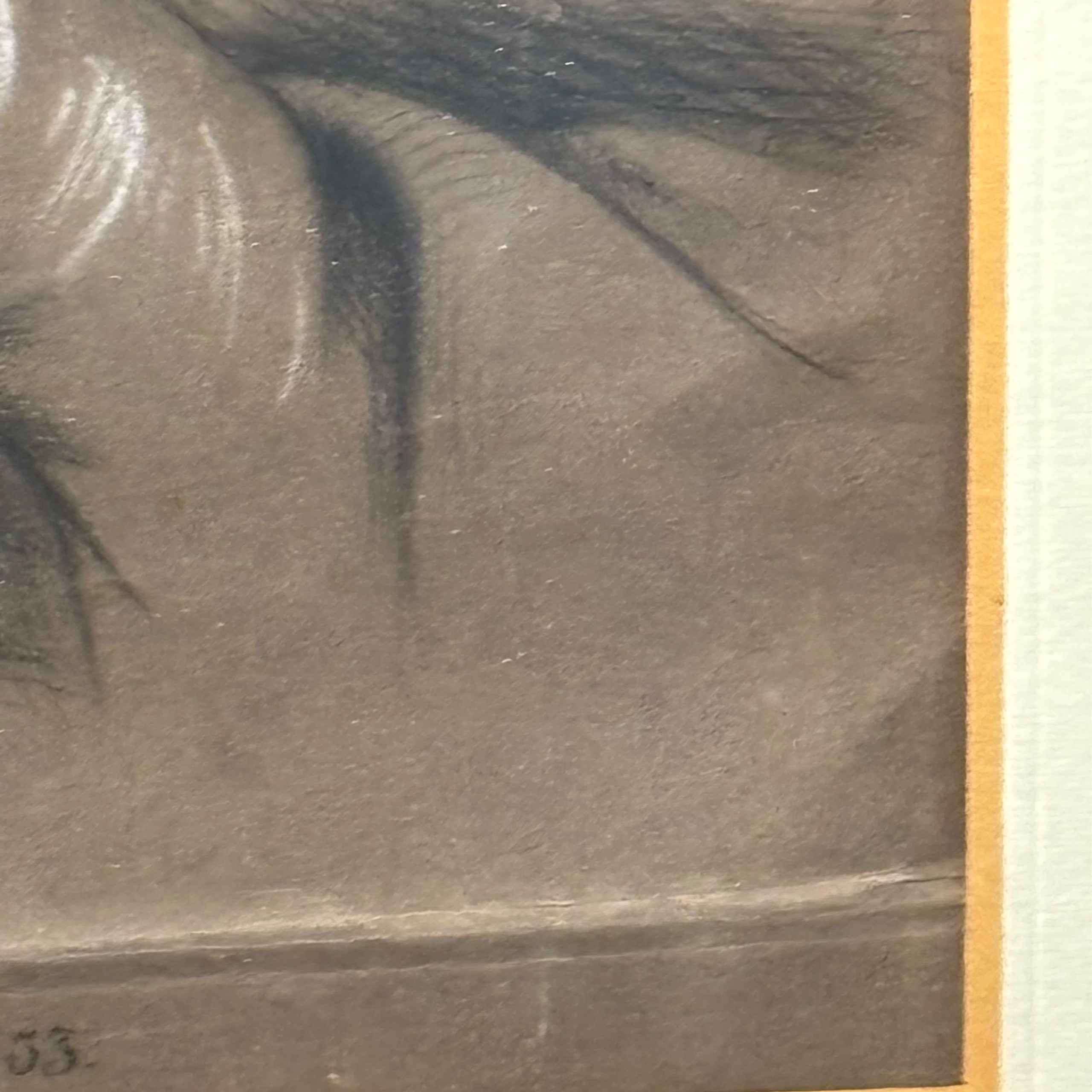 Antico disegno francese con eremita o santo XIX sec, 39x29cm - immagine 4